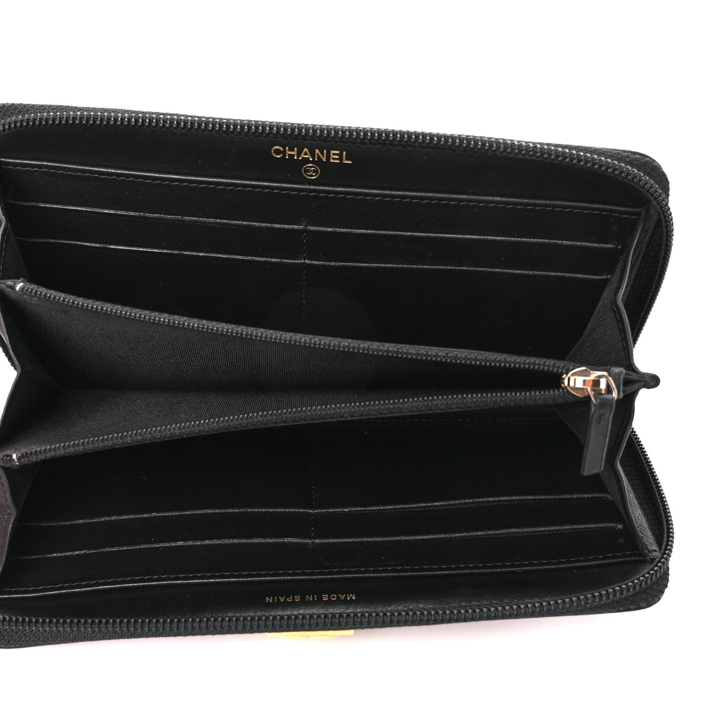 Lambskin Quilted Boy Long Zip Around Wallet Black