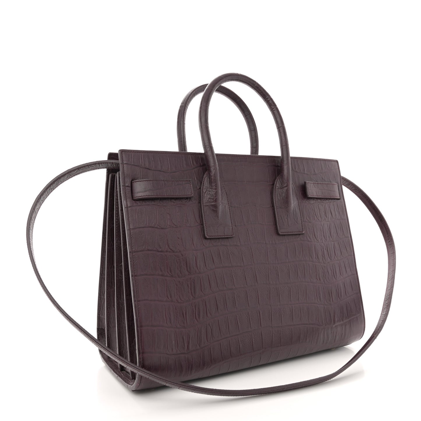 Calfskin Crocodile Embossed Small Sac de Jour Wine