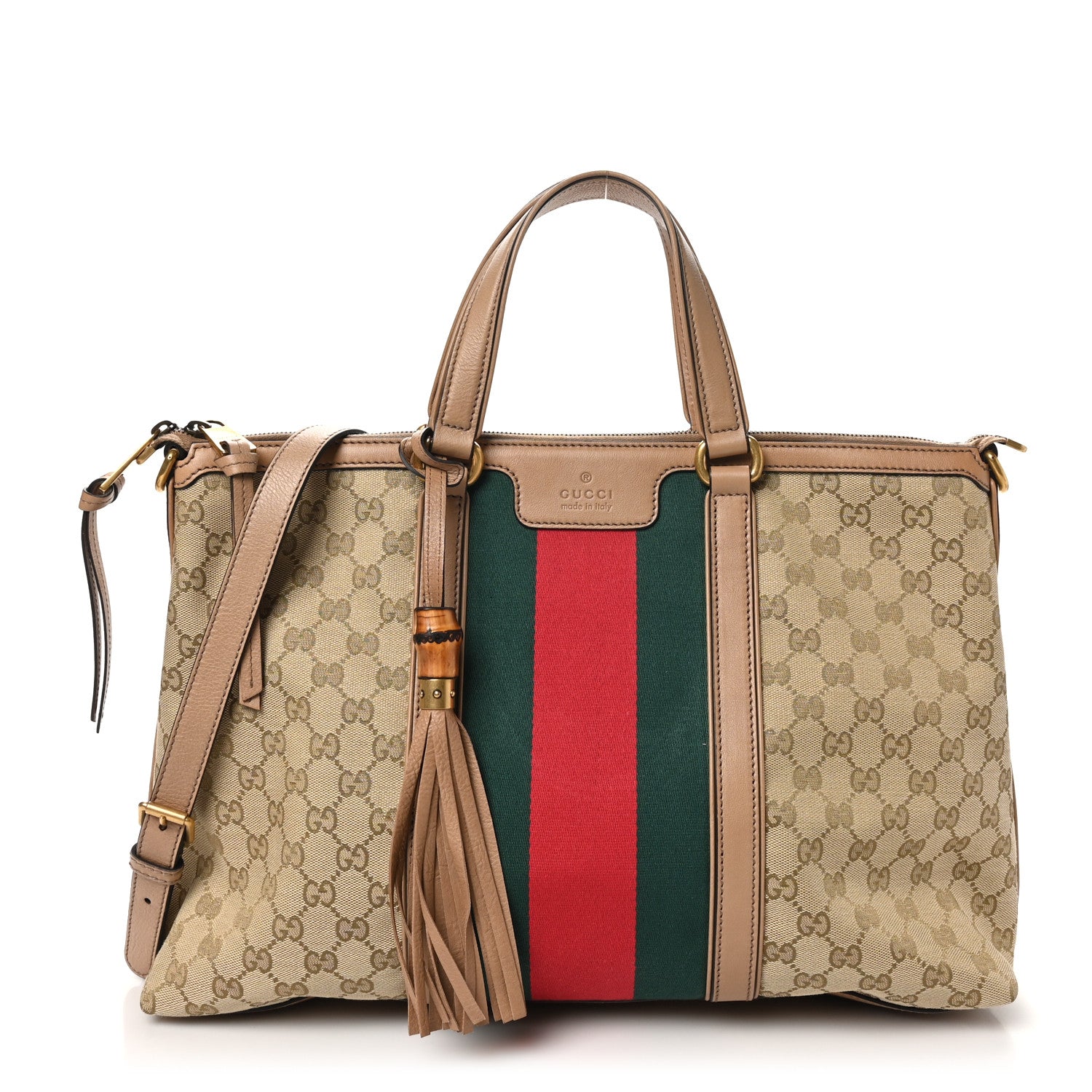 Gucci Monogram Web Medium Rania Top Handle Bag Khaki 1690095