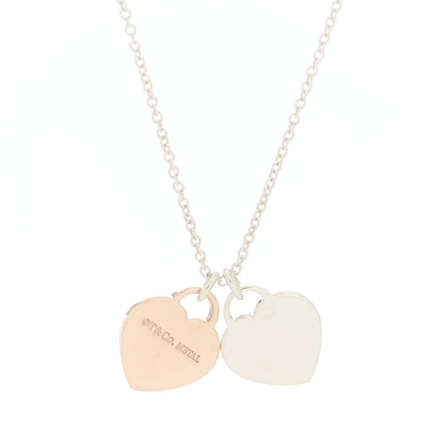 Sterling Silver Rubedo Mini Return To Tiffany Double Heart Tag Pendant Necklace