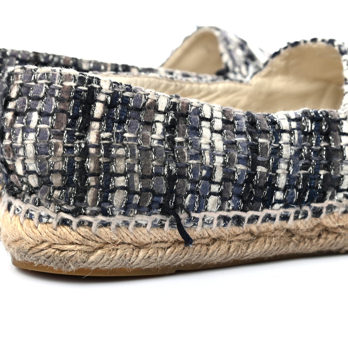Metallic Tweed Lambskin CC Espadrilles 40 Blue Black Silver
