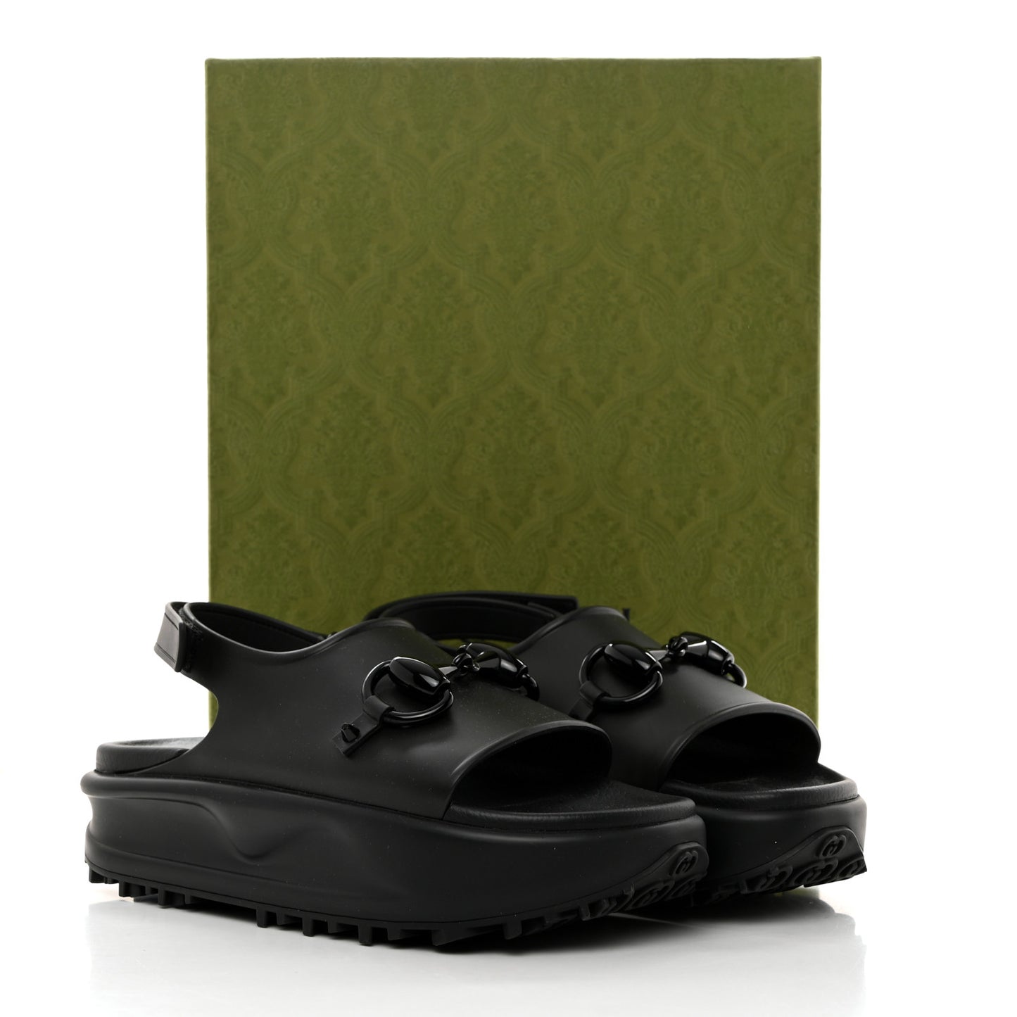 Soft Rubber Horsebit Touch Womens Strapped Sandals 40 Black