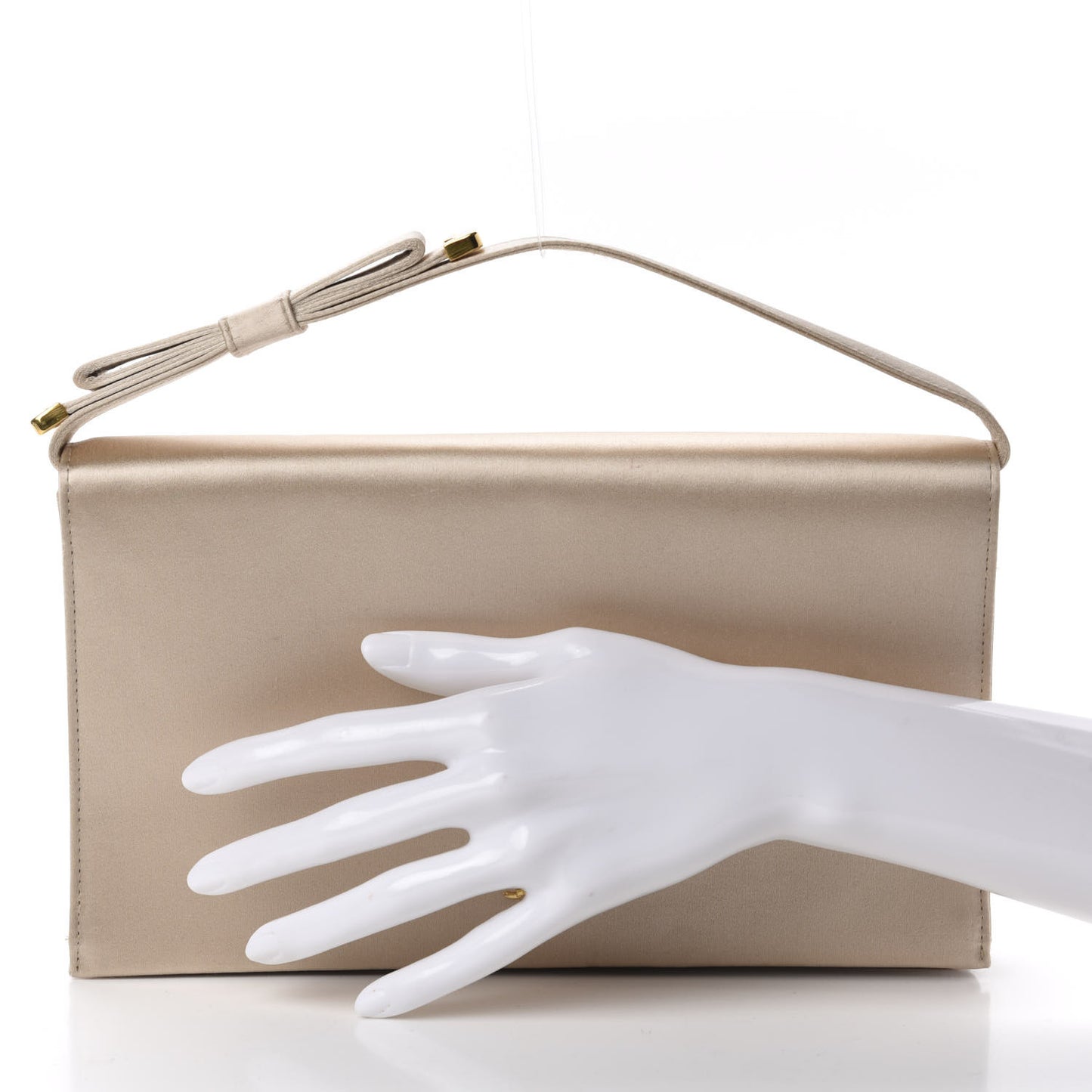 Satin Flap Clutch Bag Sabbia