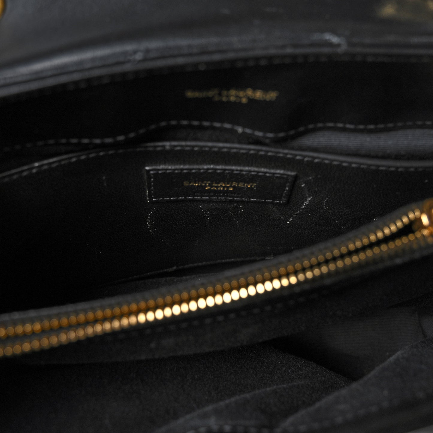 Calfskin Y Quilted Monogram Small Loulou Chain Satchel Black