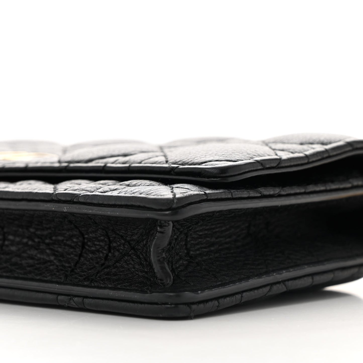 Supple Calfskin Caro Pouch with Chain Black