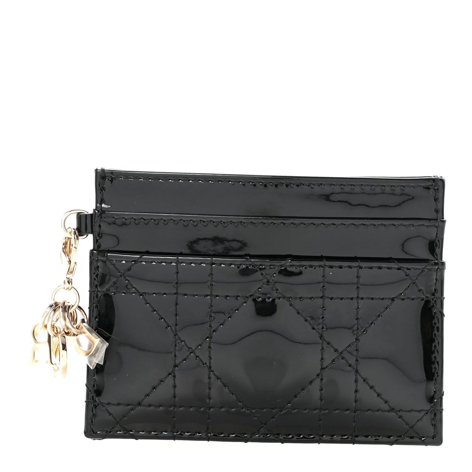 Christian Dior Patent Cannage Lady Dior Card Holder Black 1825671