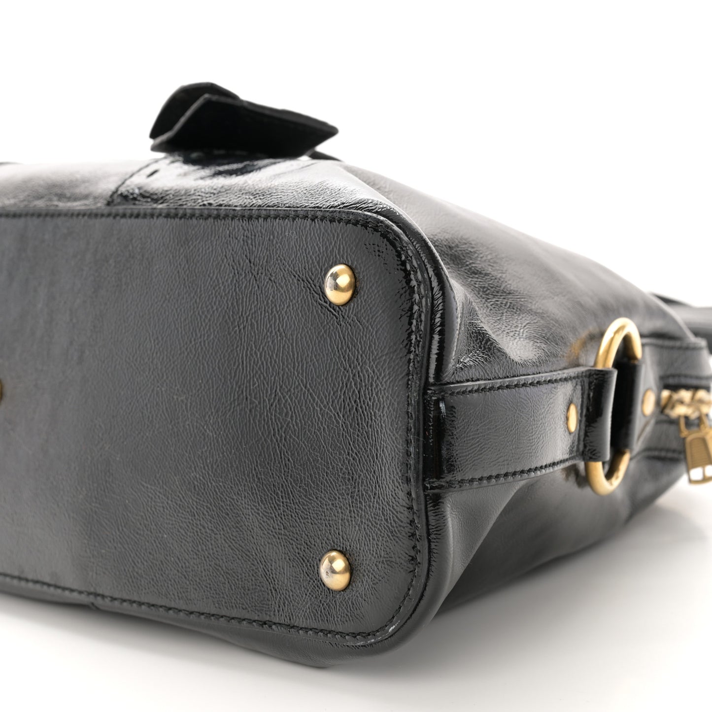 Textured Patent Calfskin Large Muse Black