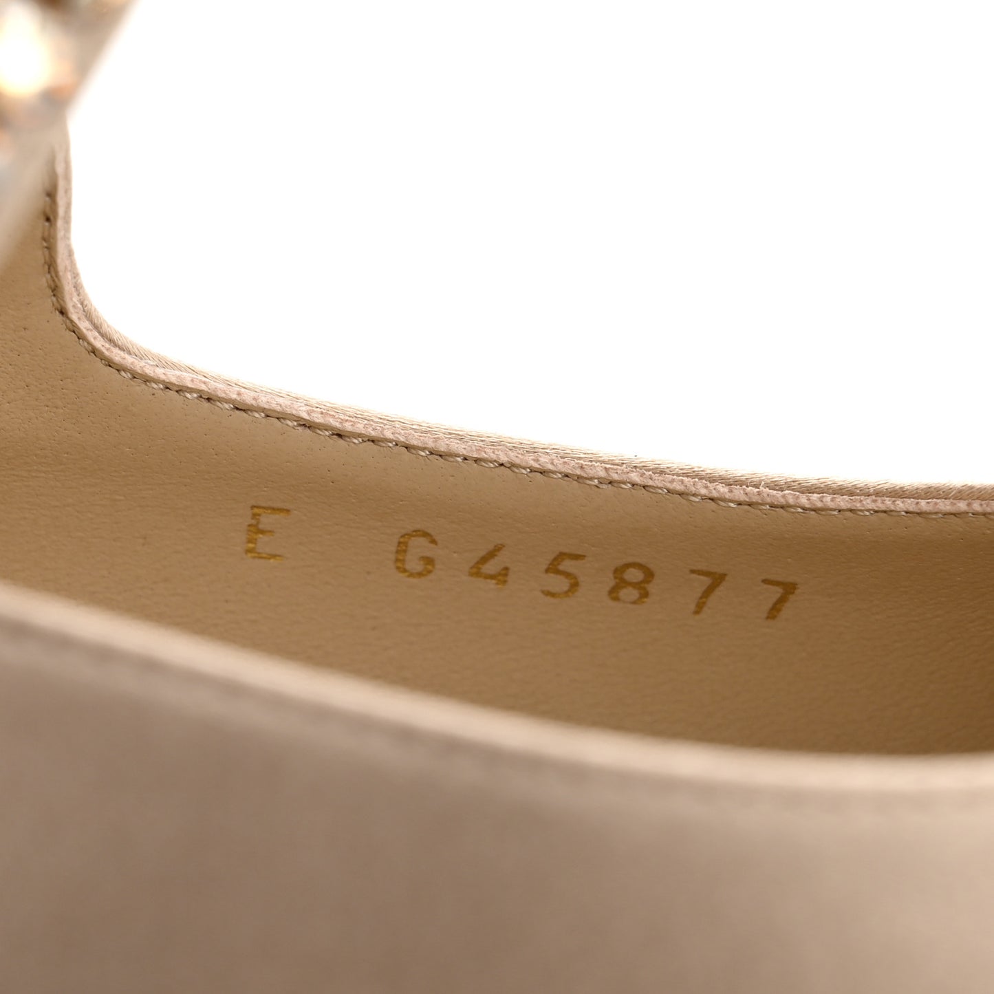 Strass Satin Grosgrain Mary Jane Flats 38.5 Beige Black