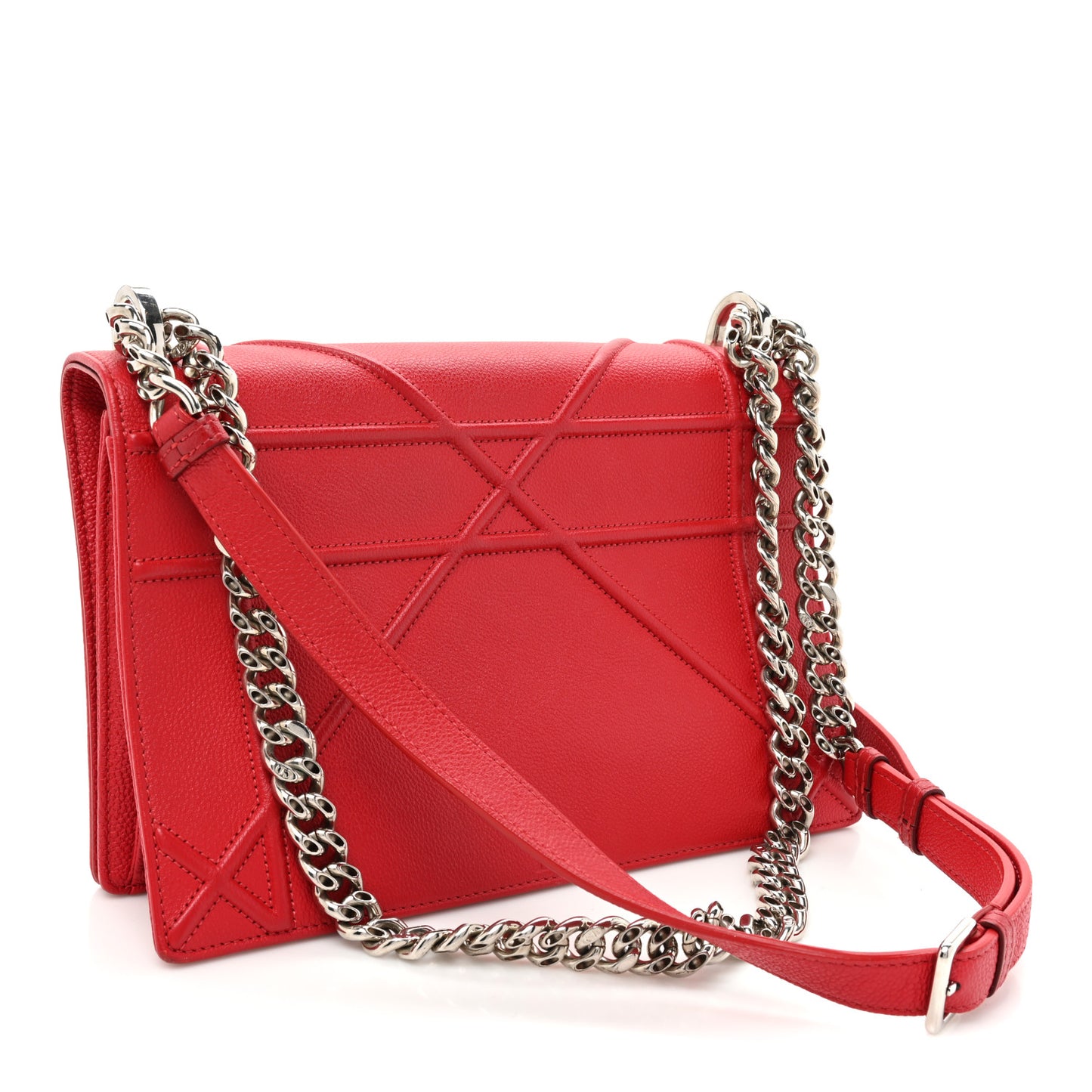Grained Calfskin Medium Diorama Flap Bag Red