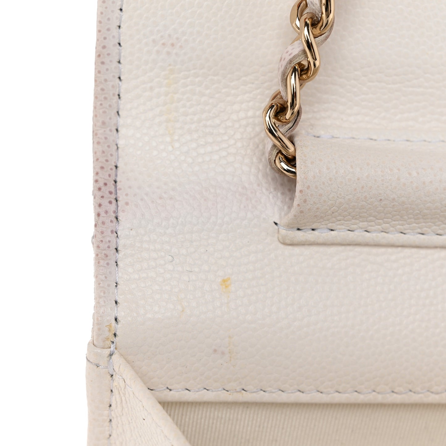 Caviar Quilted Wallet On Chain WOC White