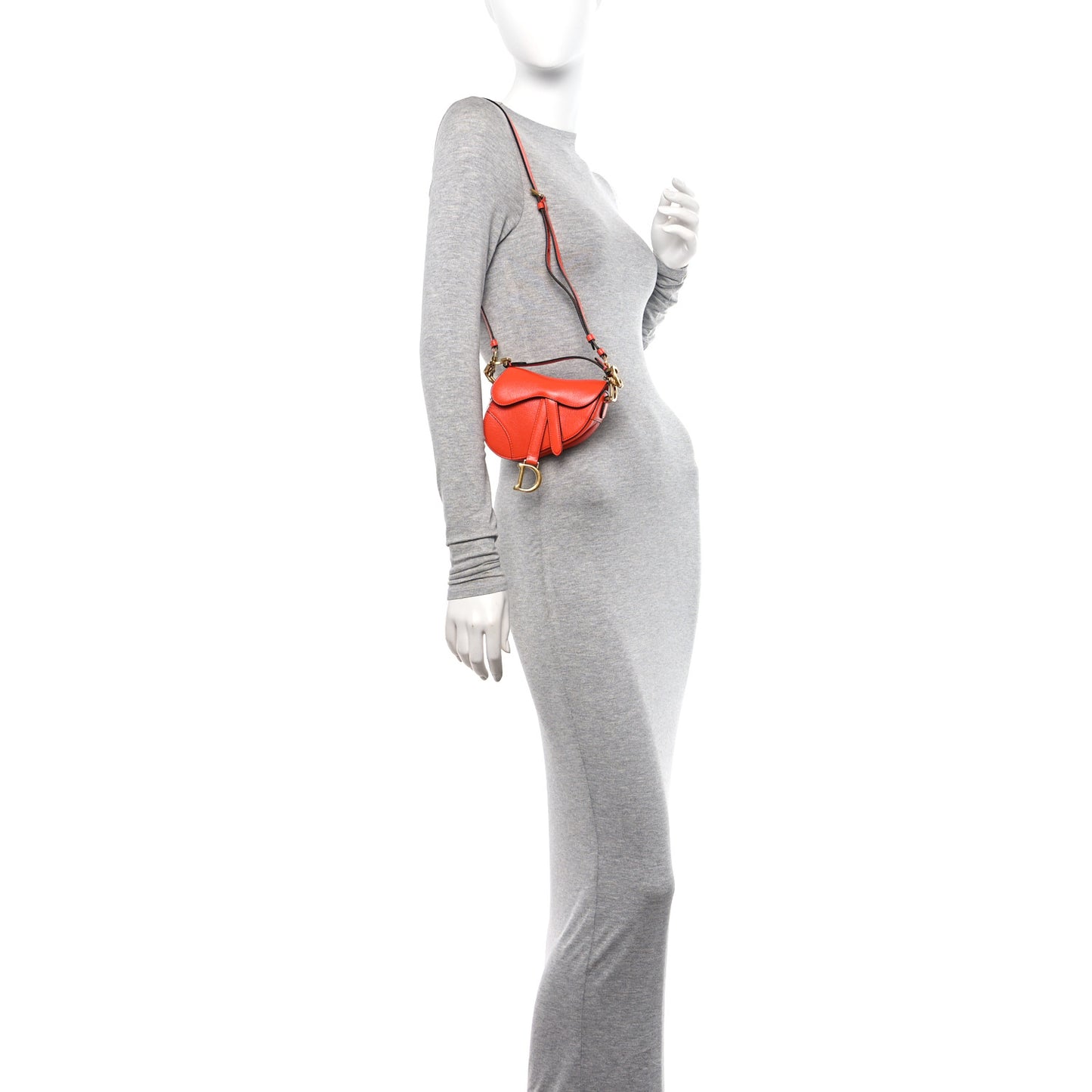 Goatskin Micro Saddle Bag With Strap Bright Orange