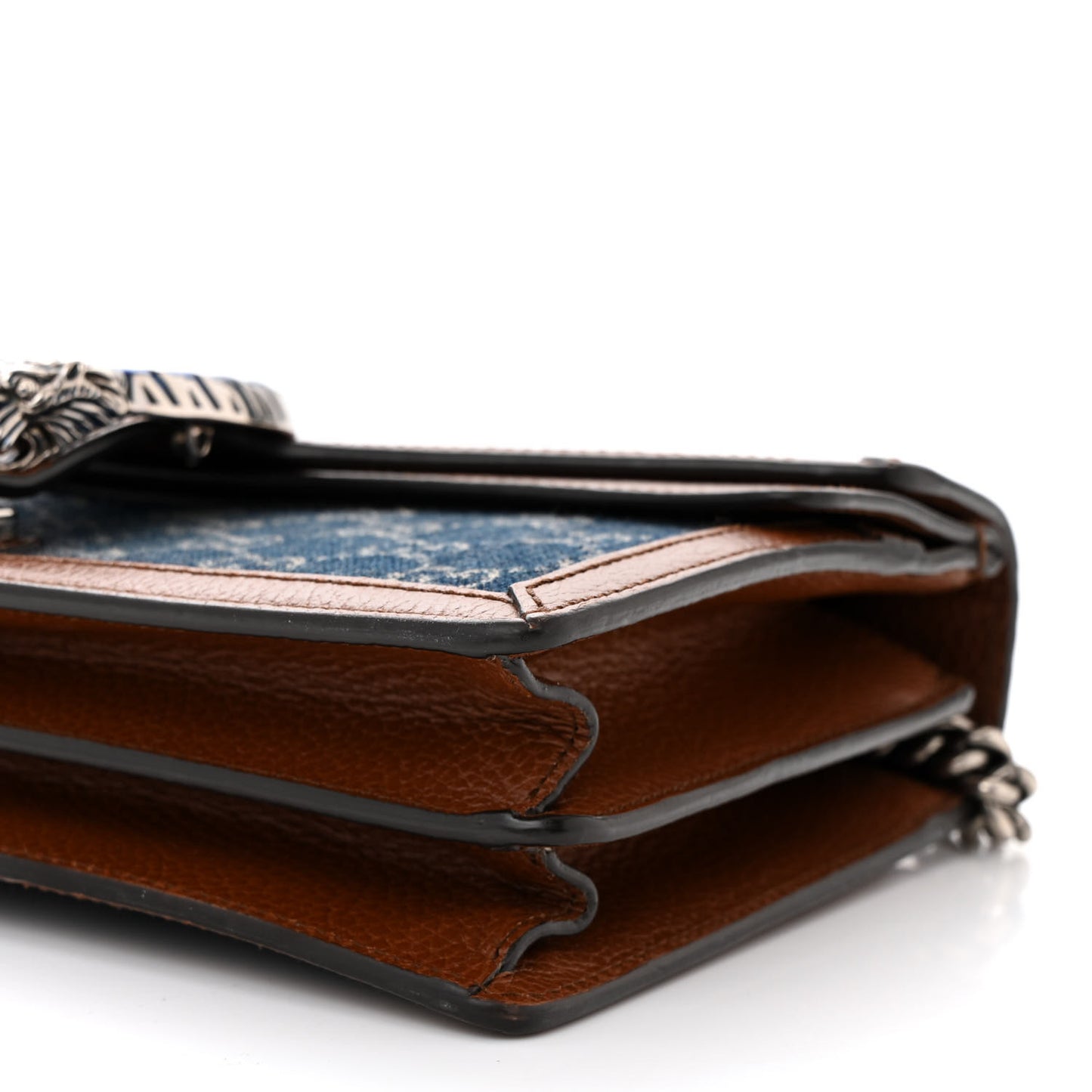 New Denim GG Monogram Dollar Calfskin Enamel Small Dionysus Shoulder Bag Blue Tea Cuir Epilog Electric Blue