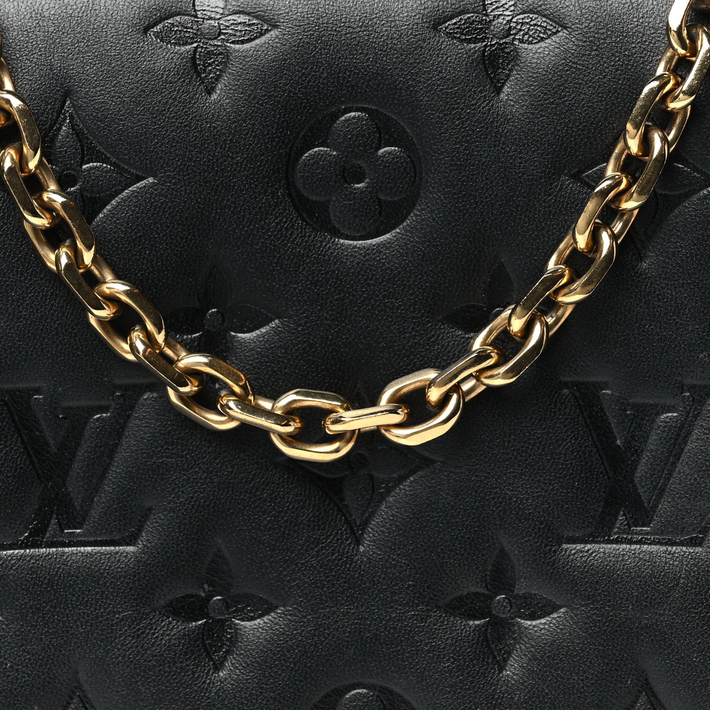 Lambskin Embossed Monogram Pochette Coussin Black