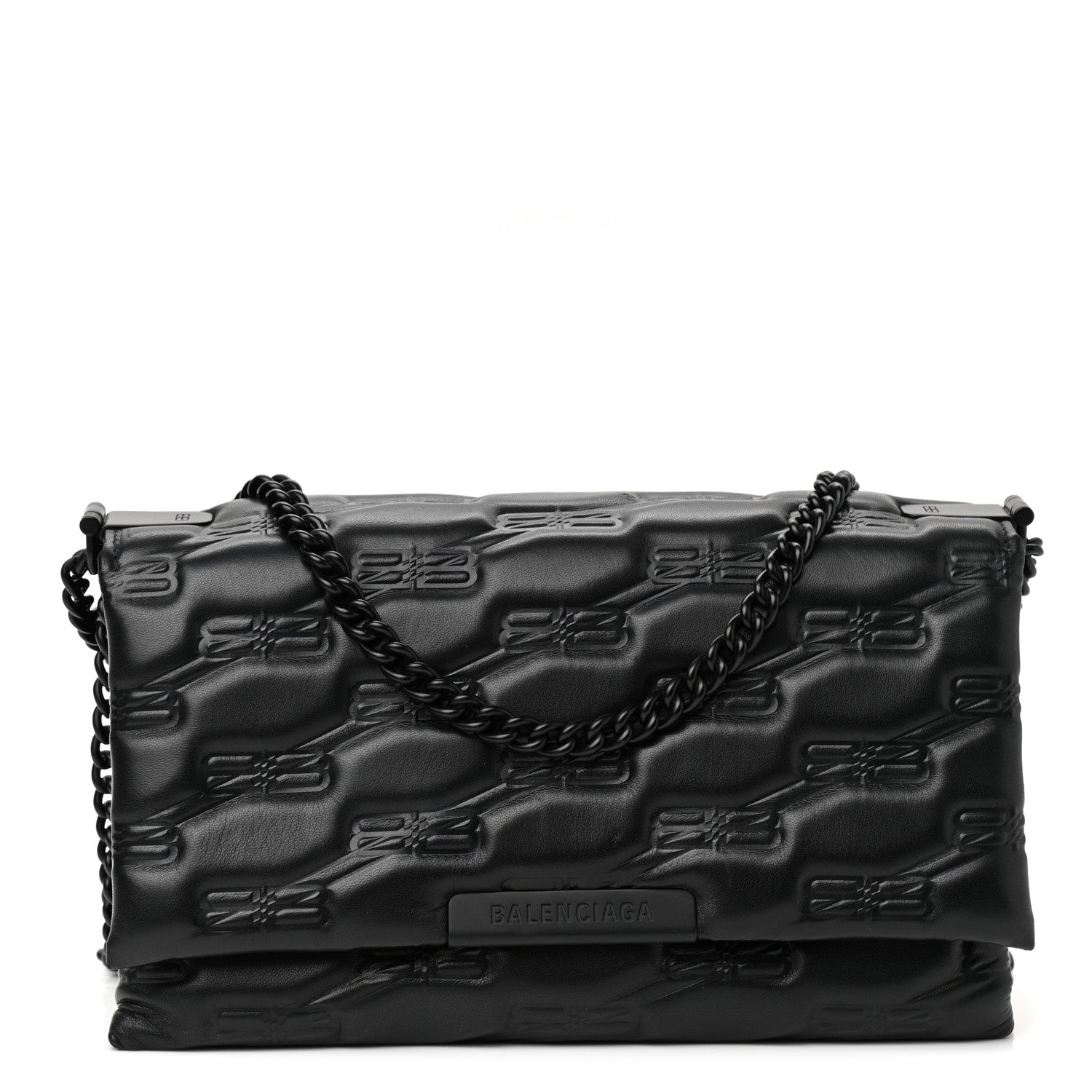 Balenciaga Nappa BB Monogram Embossed Medium Triplet Bag Black 1 of 10