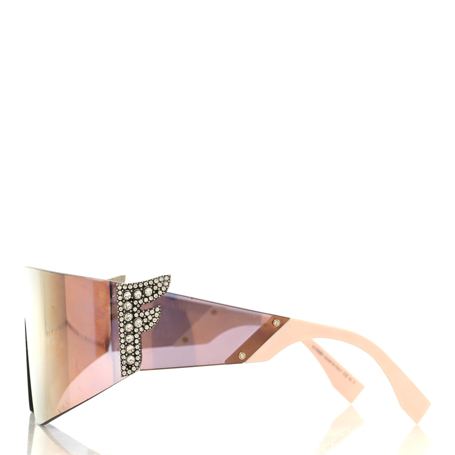 Fendi Mirrored Crystal Embellished FFreedom Shield Sunglasses FF 0382/S Pink 3 of 8
