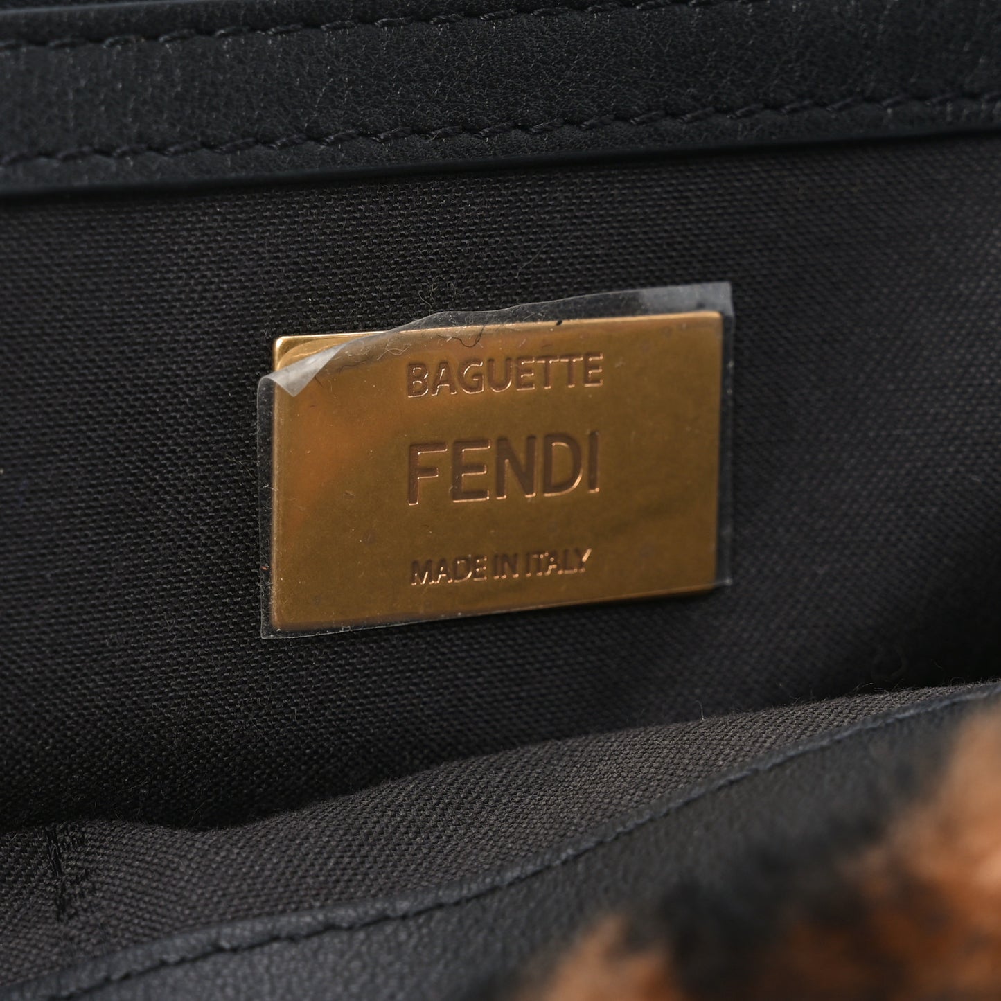 Shearling Vitello Dolce Macro FF 1974 Baguette Tobacco Black