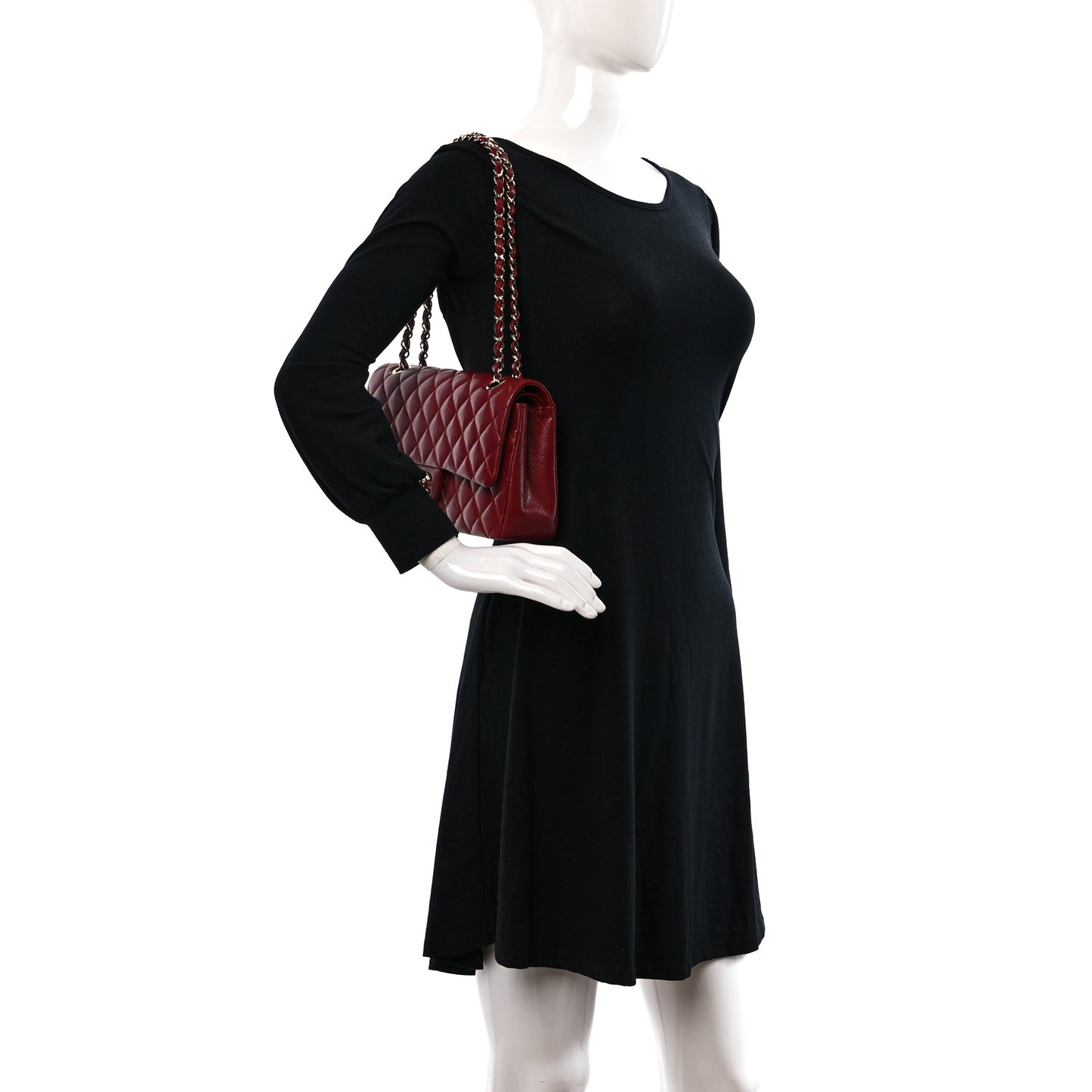 Caviar Quilted Medium Double Flap Burgundy