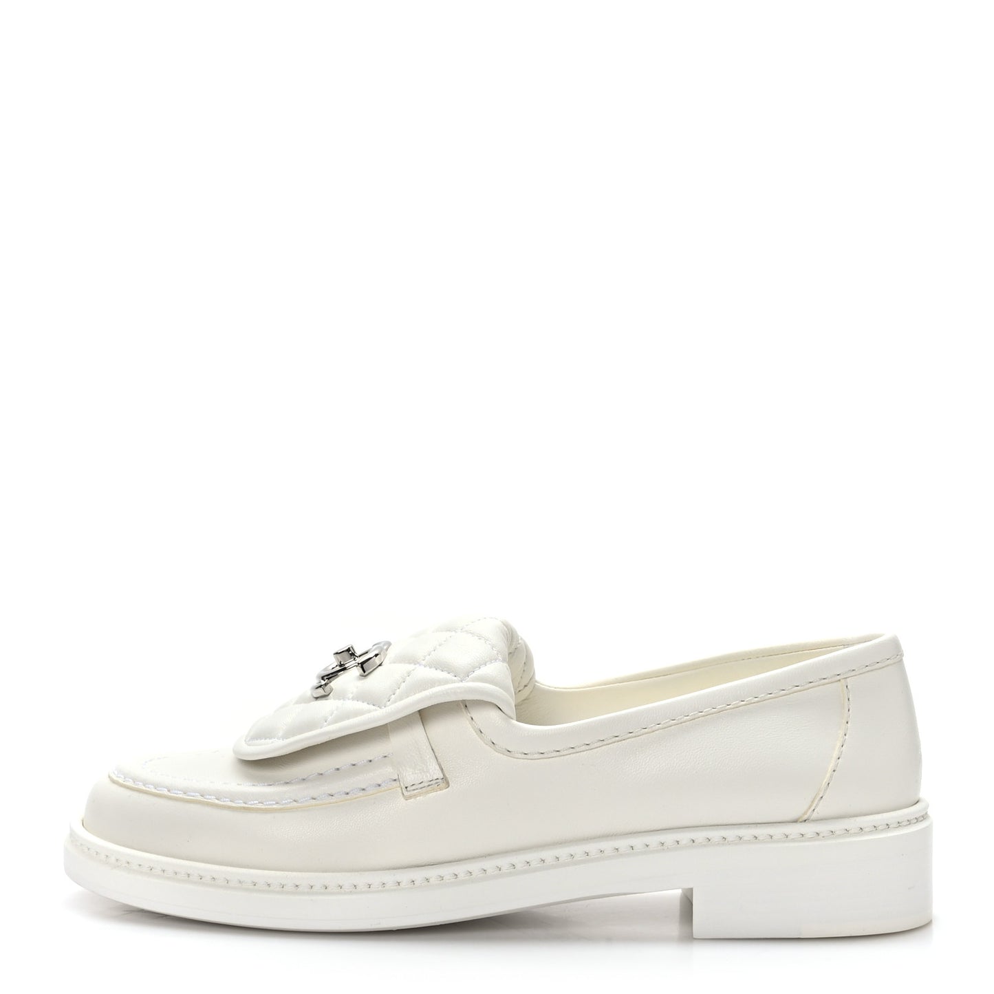 Lambskin Quilted CC Turnlock Loafers 37 White