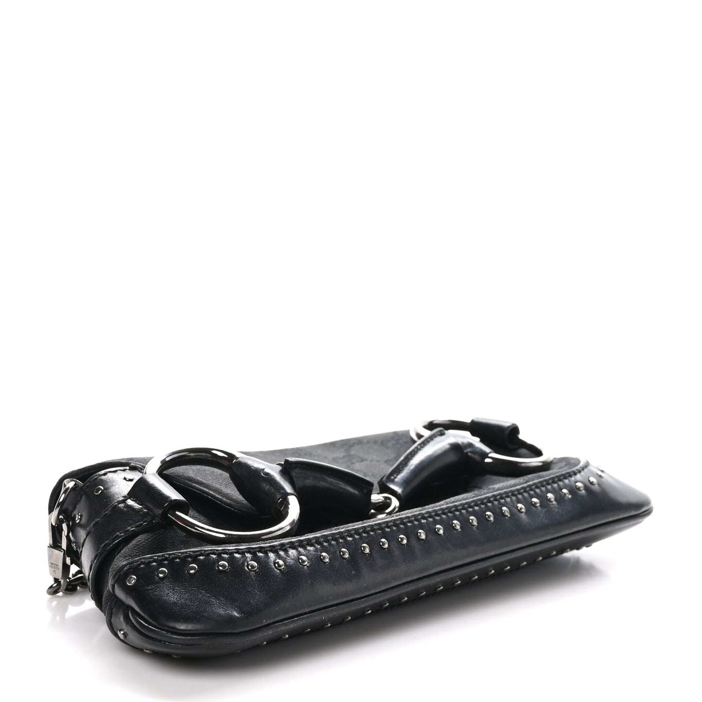 Monogram Studded Horsebit Clutch Black