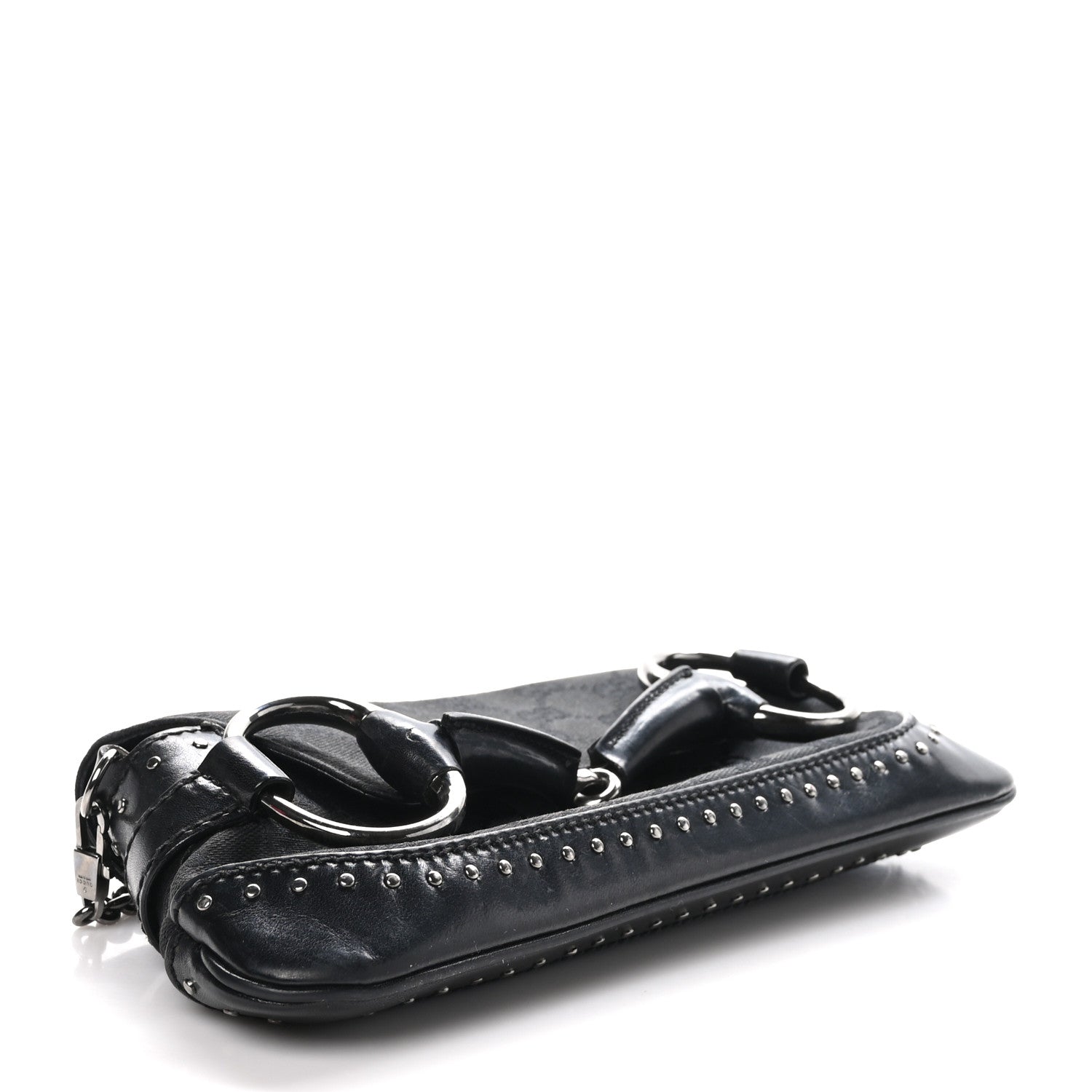 Gucci Monogram Studded Horsebit Clutch Black 3 of 9