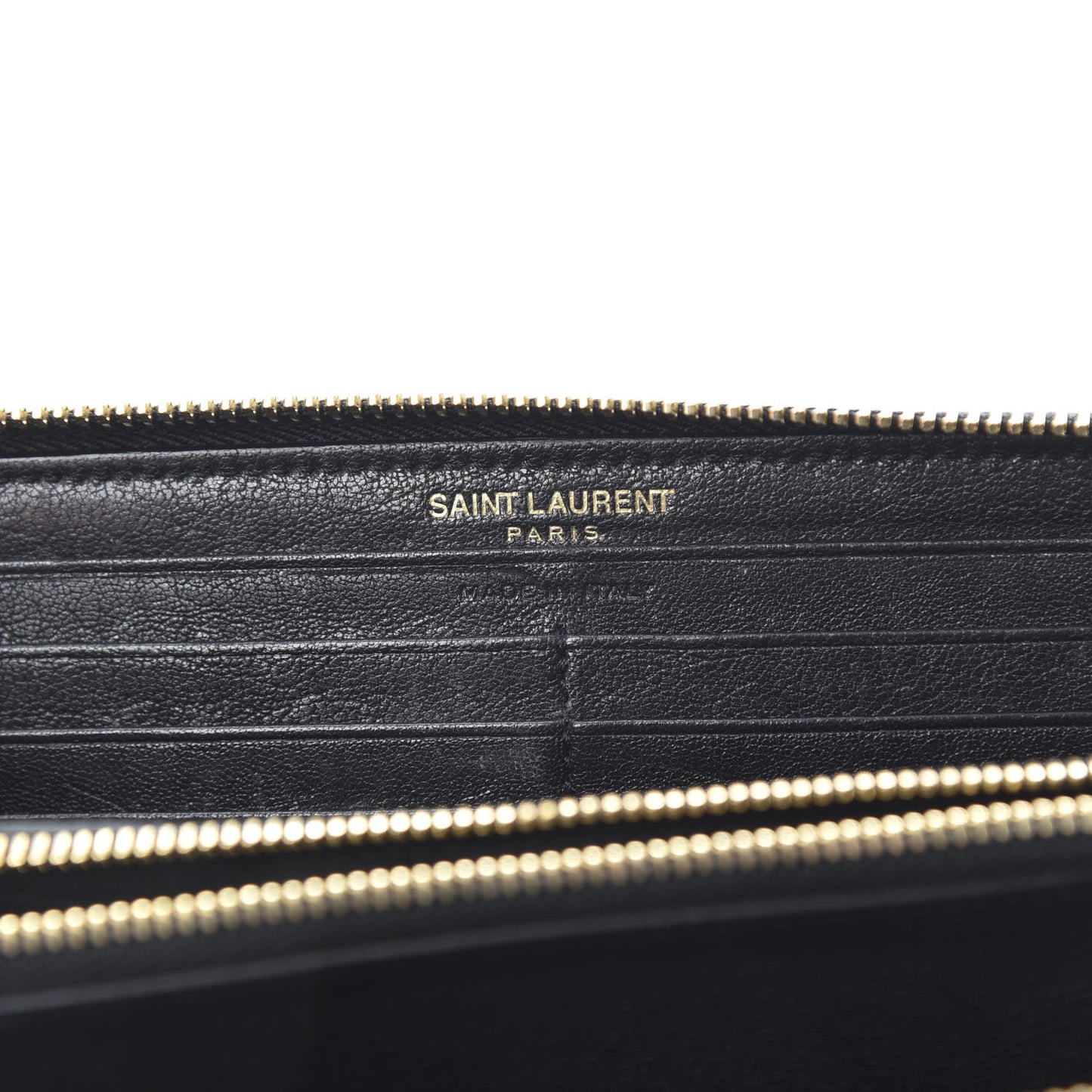 Calfskin Matelasse Chevron Monogram Zip Around Wallet Black