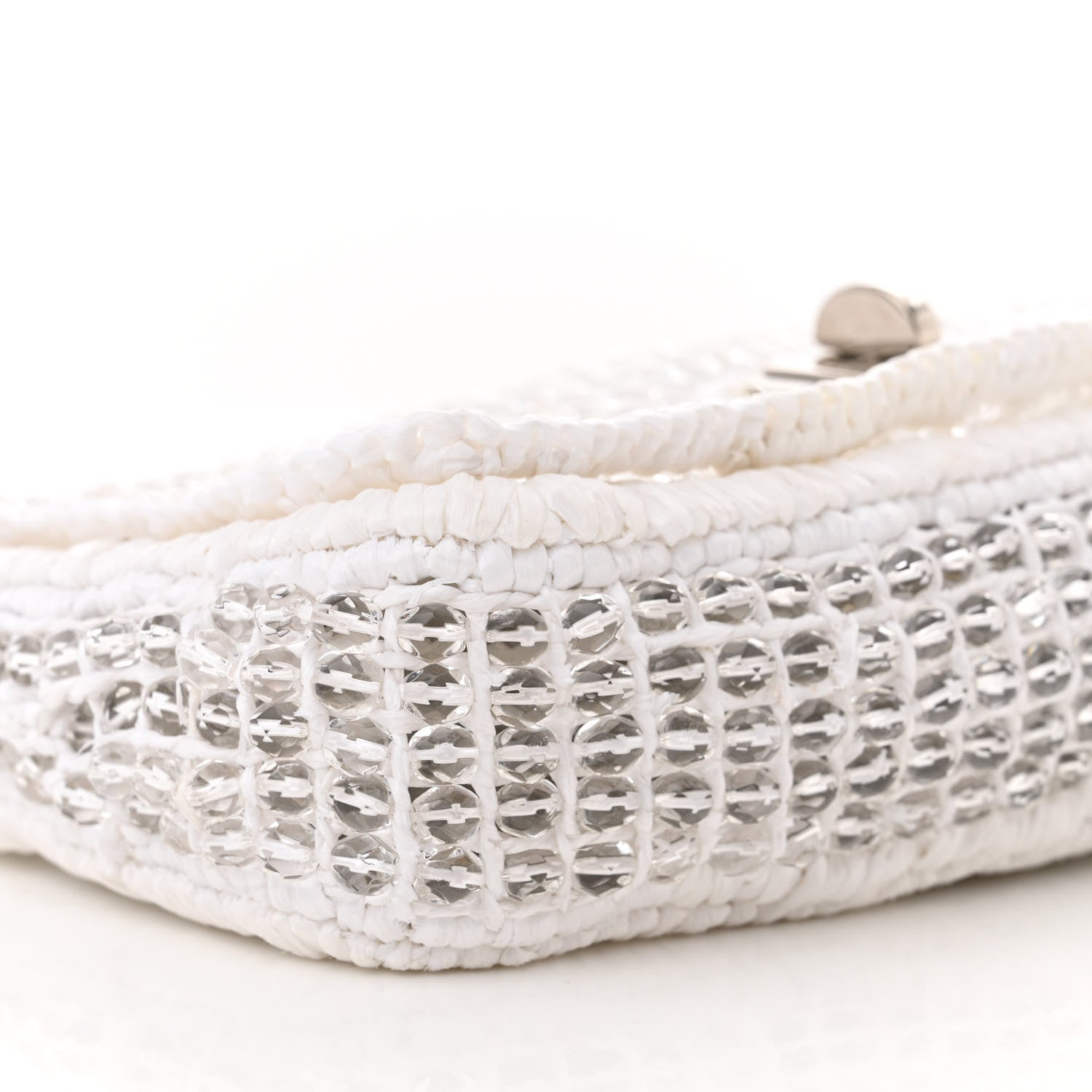 Miu Miu Raffia Beaded Flap Shoulder Flap White 9 of 10