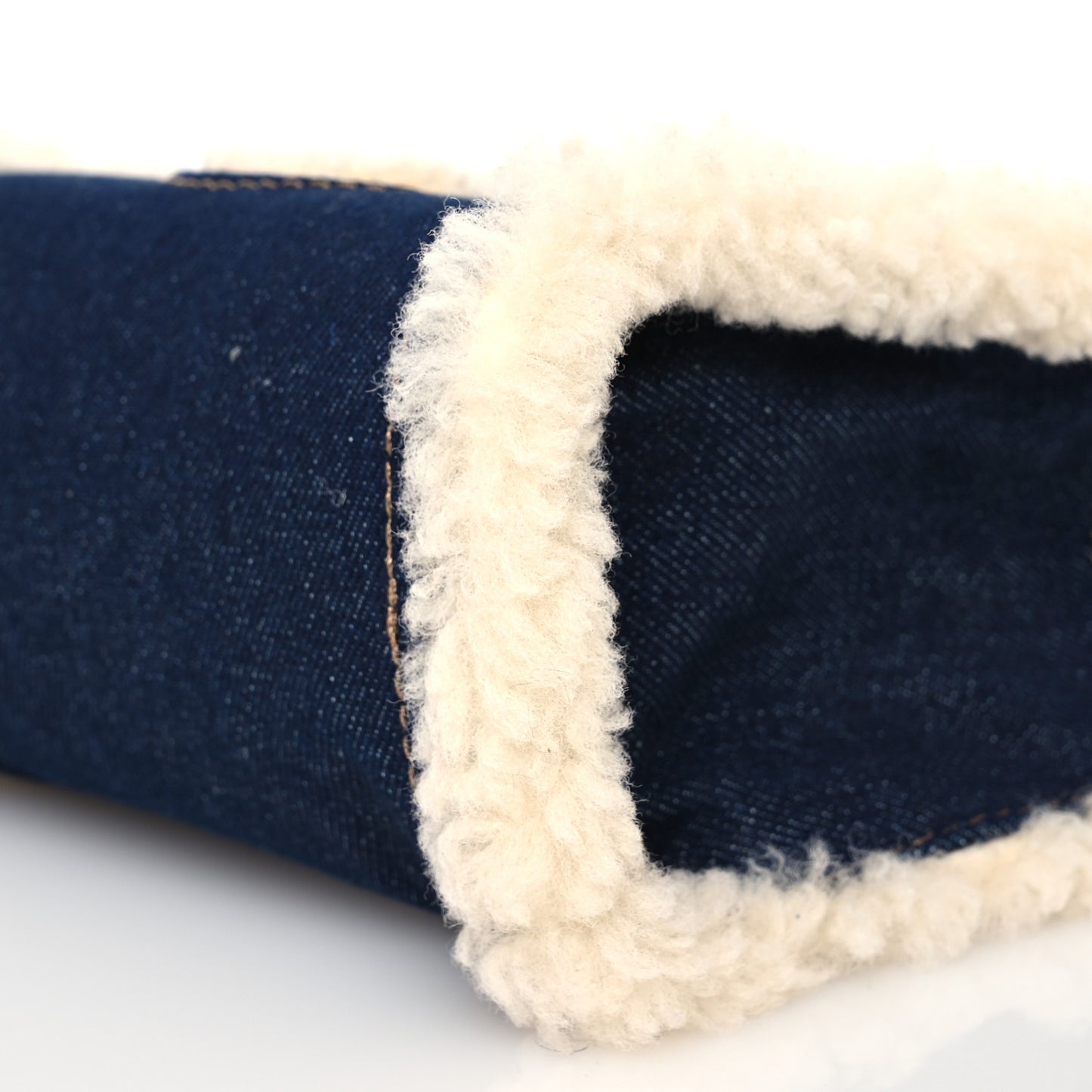 X UGG Denim Shearling Small Shopping Bag Raw Denim