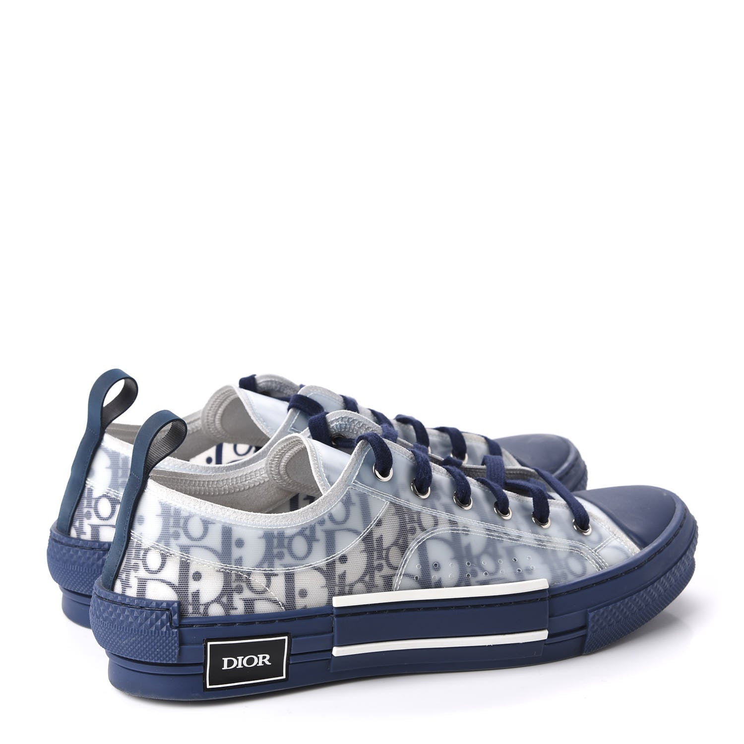 Christian Dior Technical Canvas Oblique Mens B23 Low Top Sneakers 42 White Blue 4 of 12