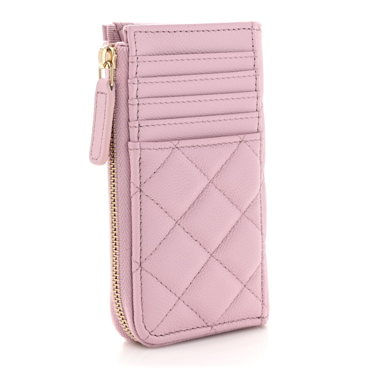 Chanel Caviar Quilted CC Zip Around Card Holder Light Pink 4 of 9