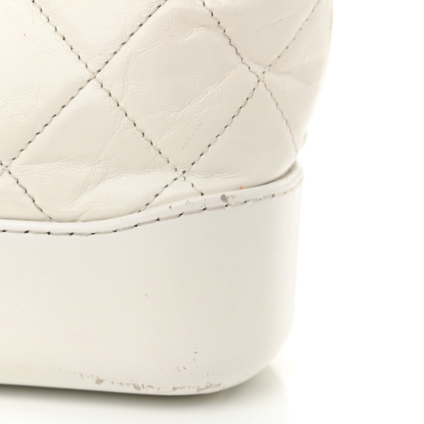 Aged Calfskin Quilted Small Gabrielle Hobo White
