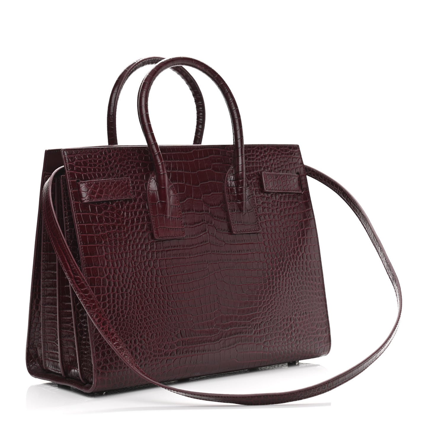 Calfskin Crocodile Embossed Small Sac de Jour Wine