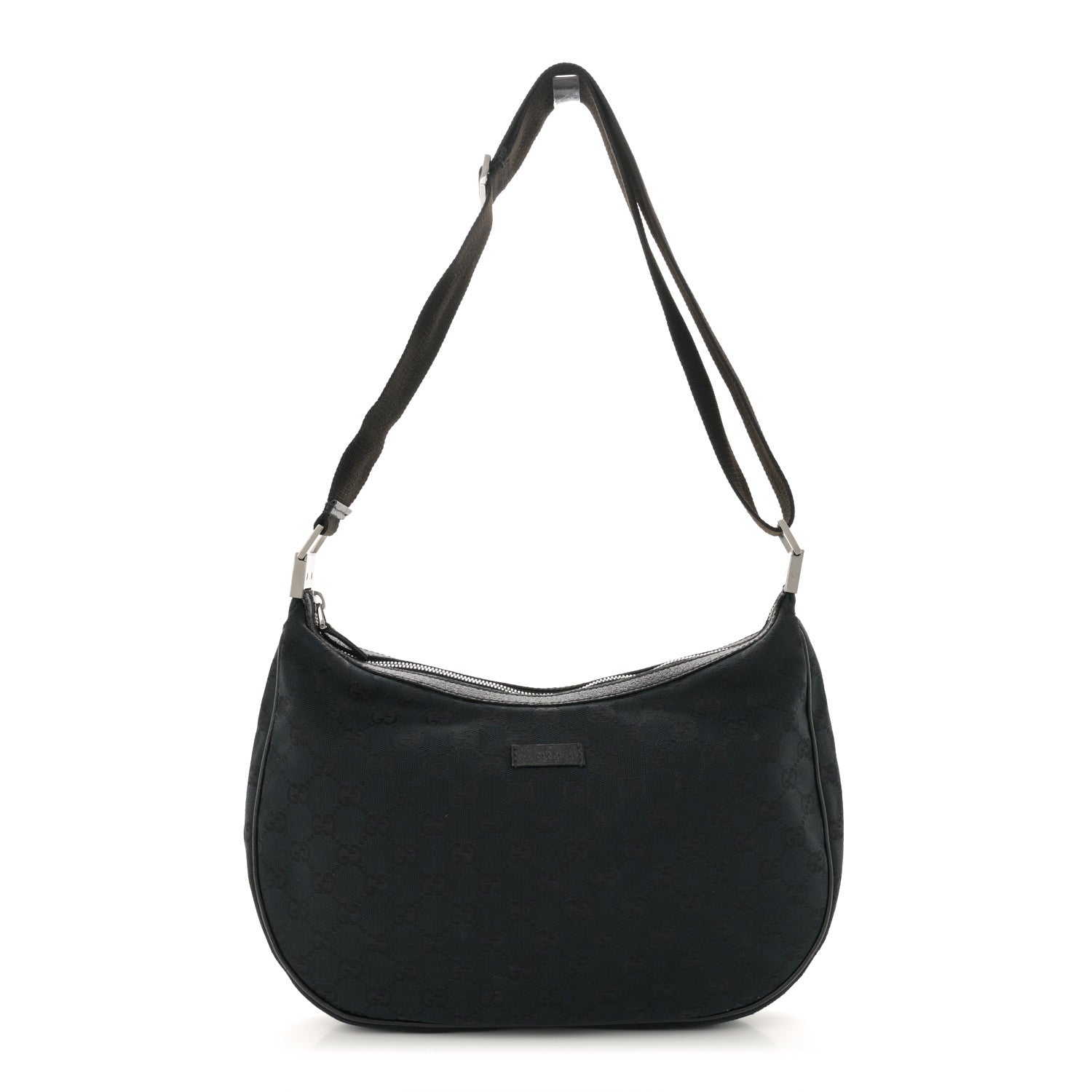 Gucci Monogram Medium Half Moon Hobo Black 1 of 12