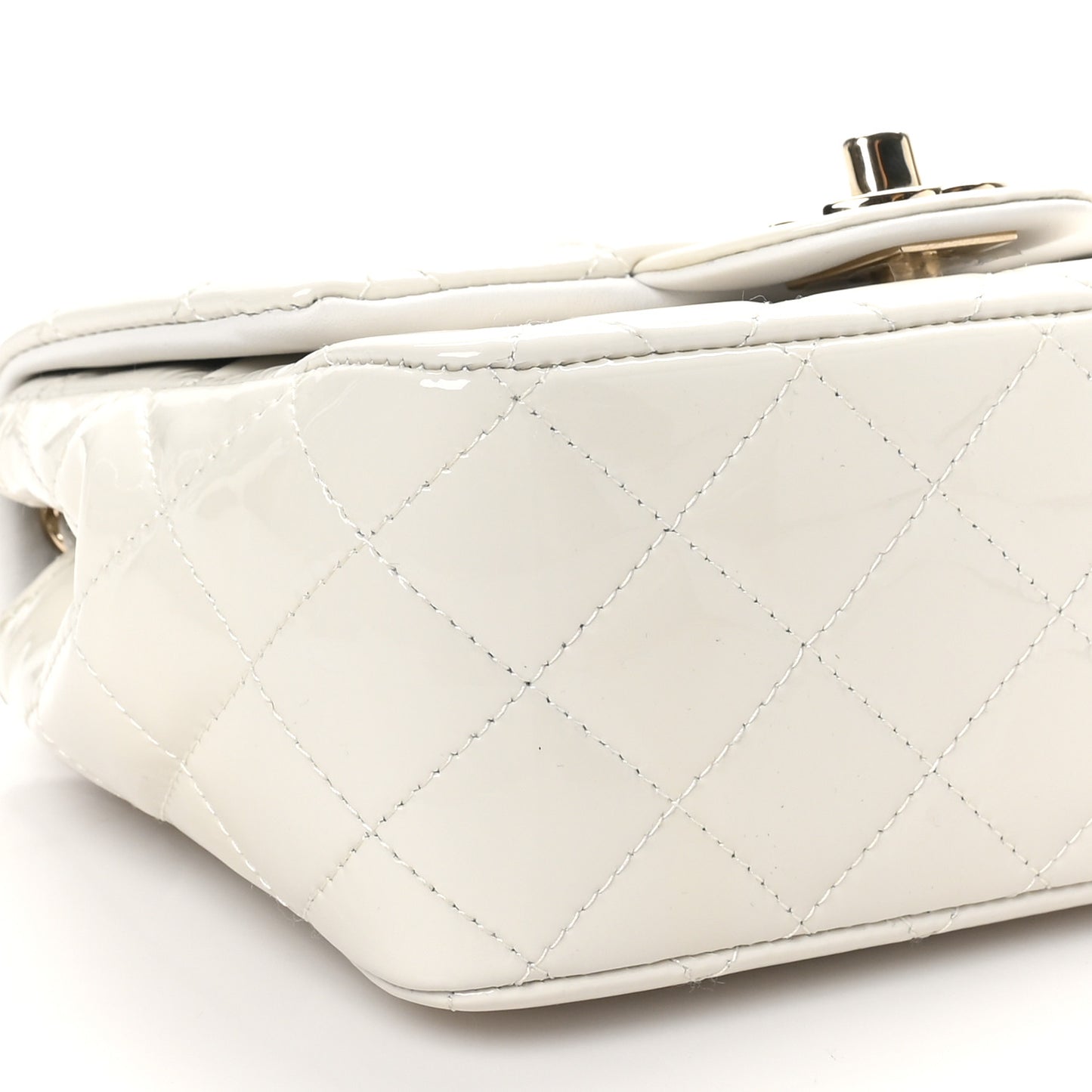 Patent Quilted Mini Square Flap White