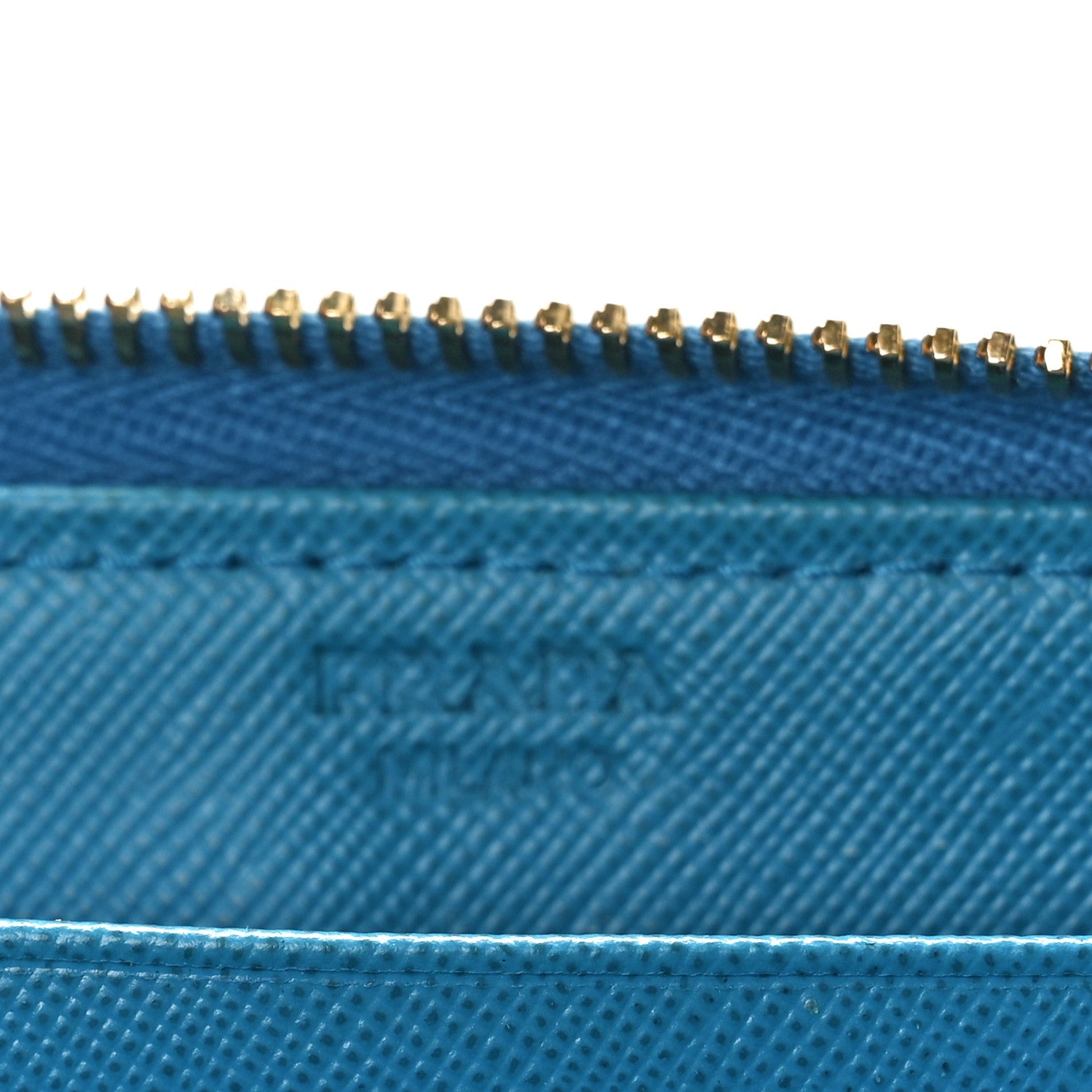 Prada Saffiano Metal Zip Around Wallet Celeste 6 of 7