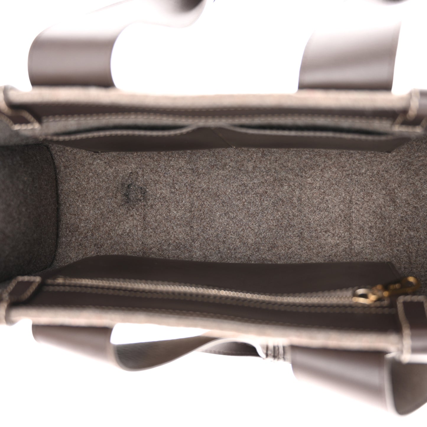 Felt Calfskin Medium Woody Ribbon Tote Deep Beige