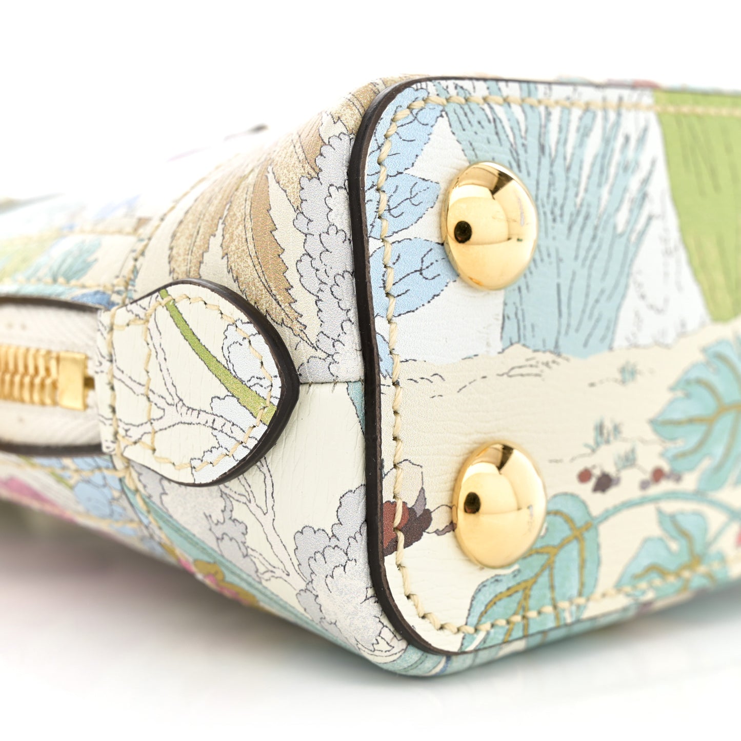 New Shangai Calfskin Tiger Savanah Web Small Horsebit 1955 Top Handle Bag Chalky White Multicolor