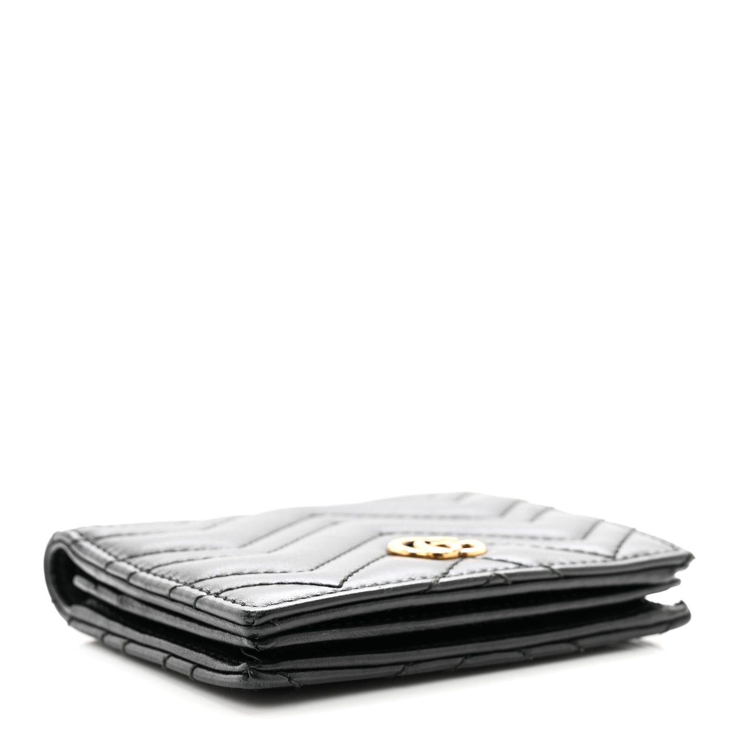 Calfskin Matelasse GG Marmont Card Case Wallet Black