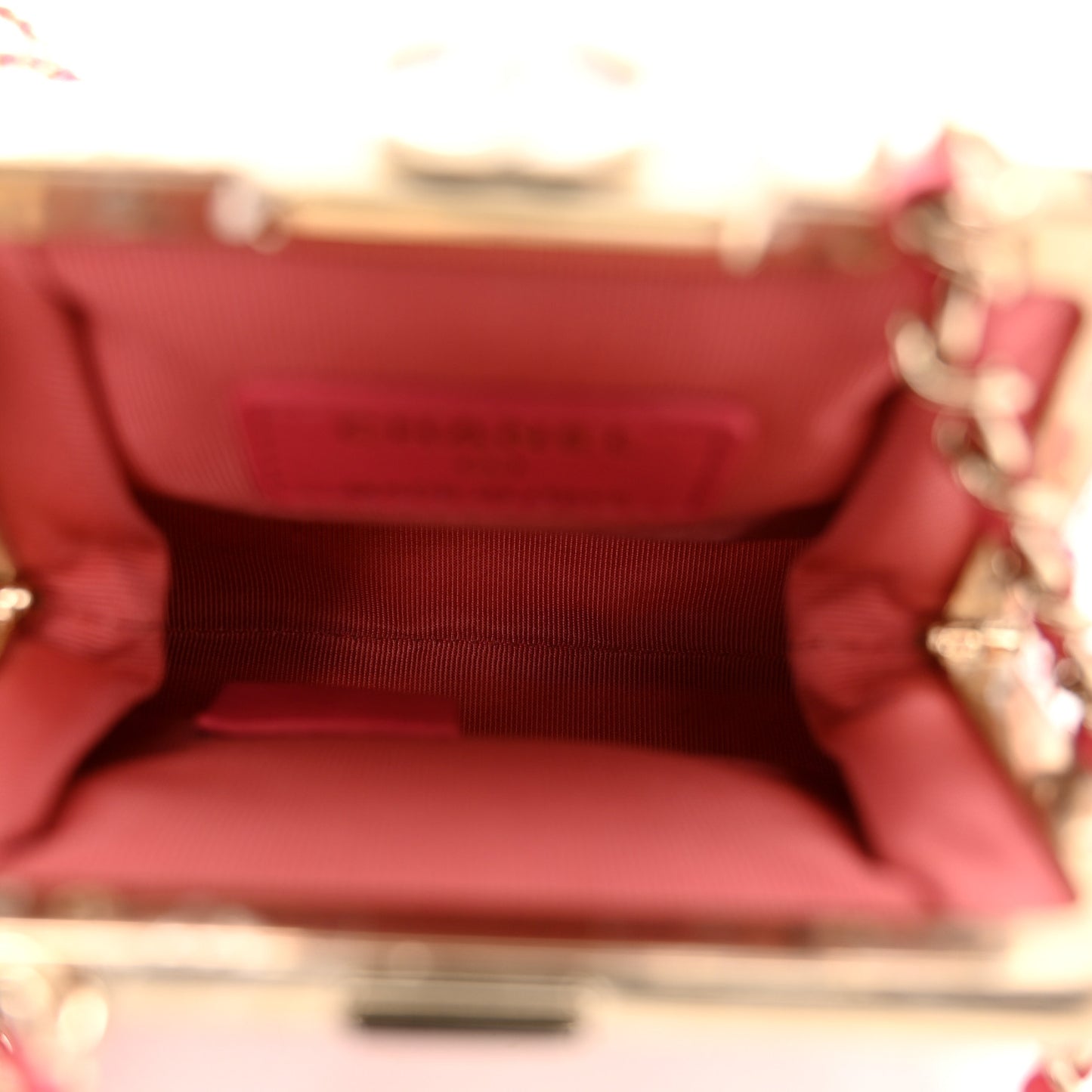 Tweed Kiss Lock Phone Holder With Chain Pale Pink Ecru