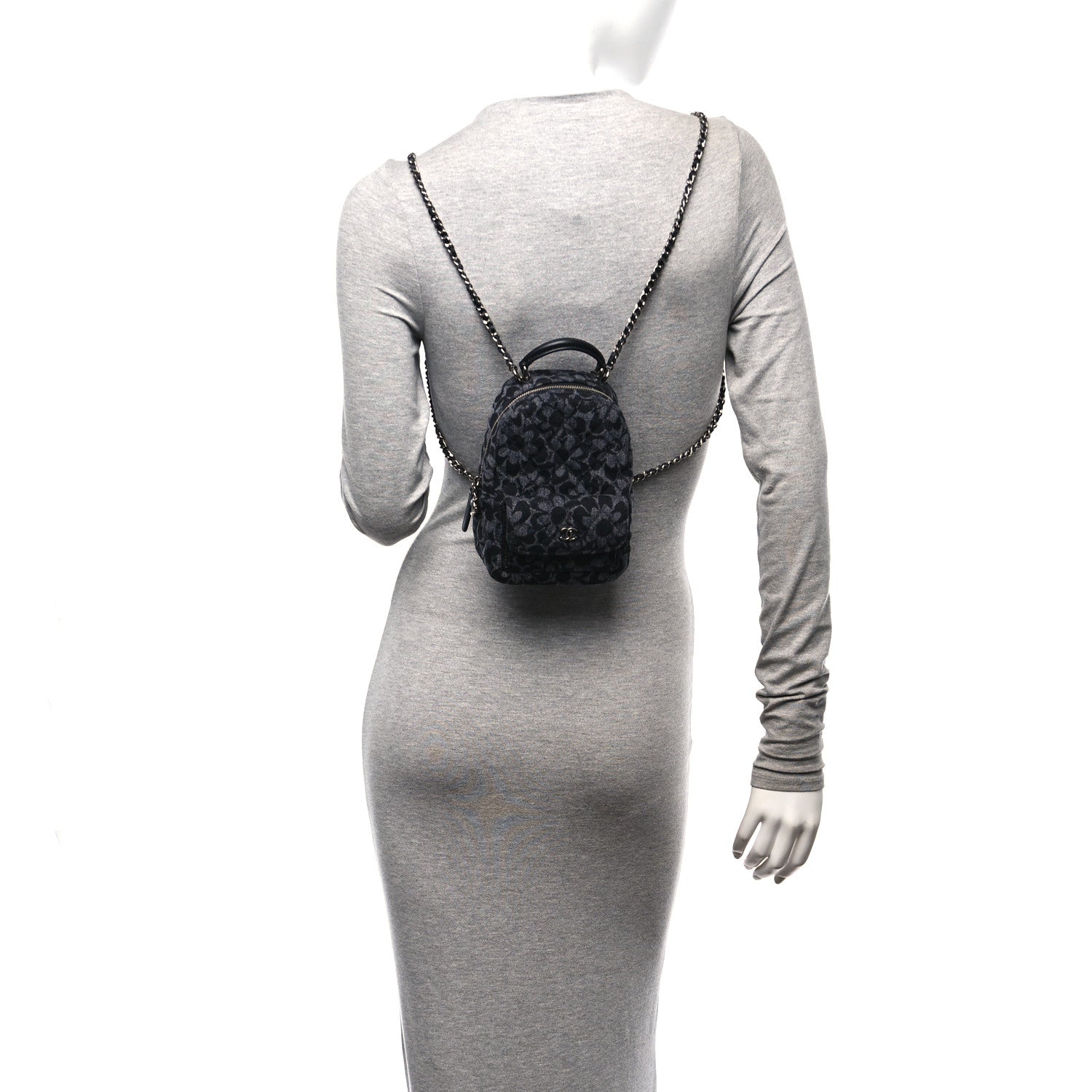 Chanel Denim Quilted Flower CC Mini Classic Backpack Black 2 of 11