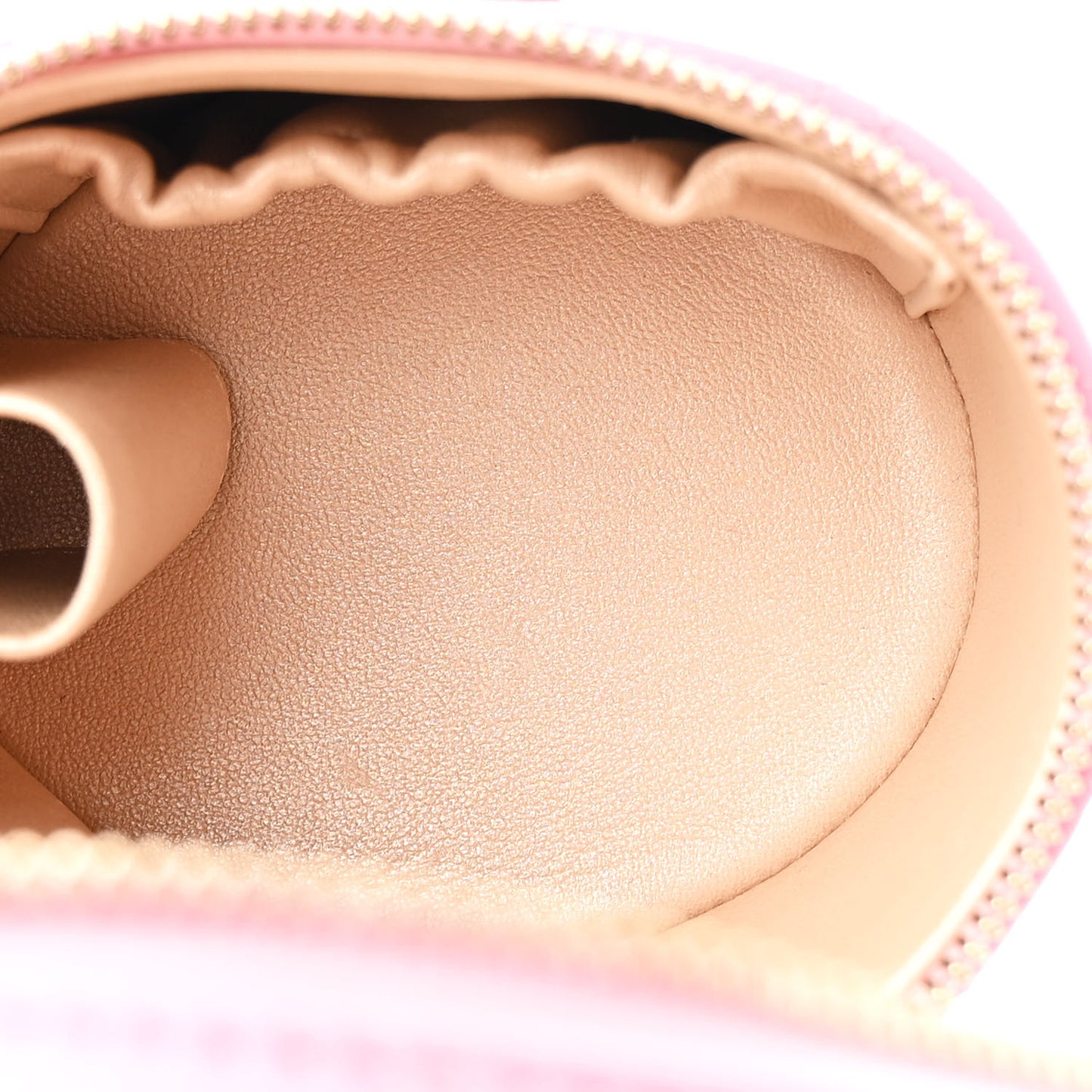 Lambskin Quilted Ruched Handle Vanity Case Pink