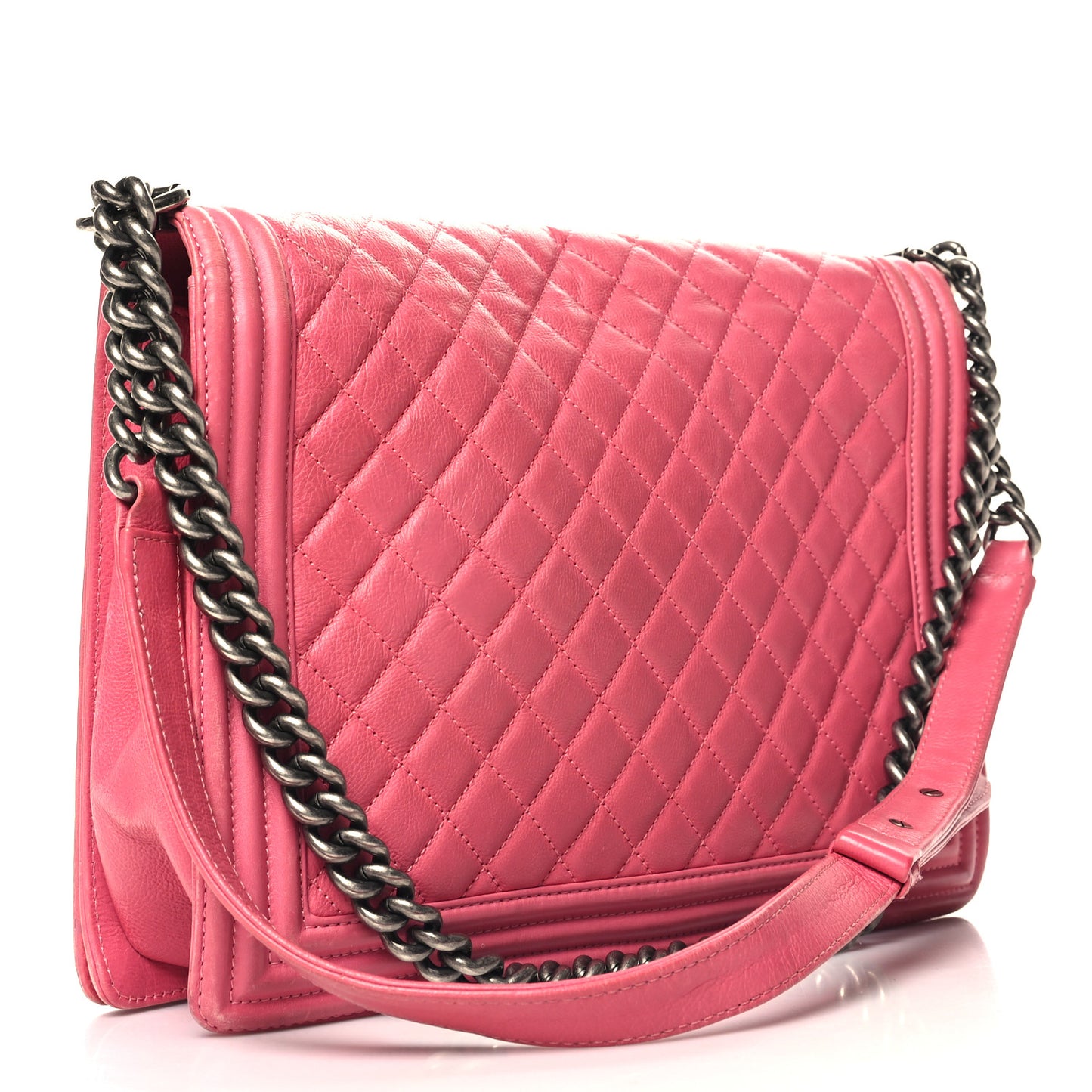 Calfskin Quilted Large Boy Flap Pink