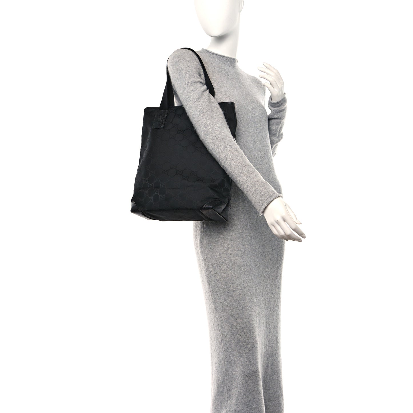 Nylon Calfskin Monogram Tall Tote Brown