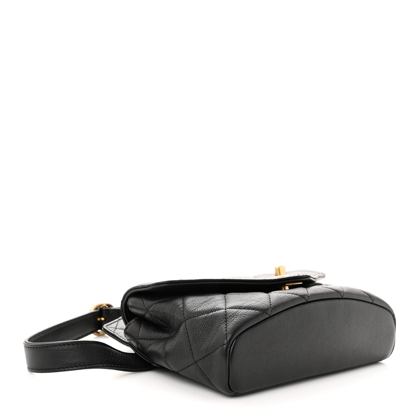 Calfskin Quilted Carry With Chic Flap Waist Bag With Chain Black