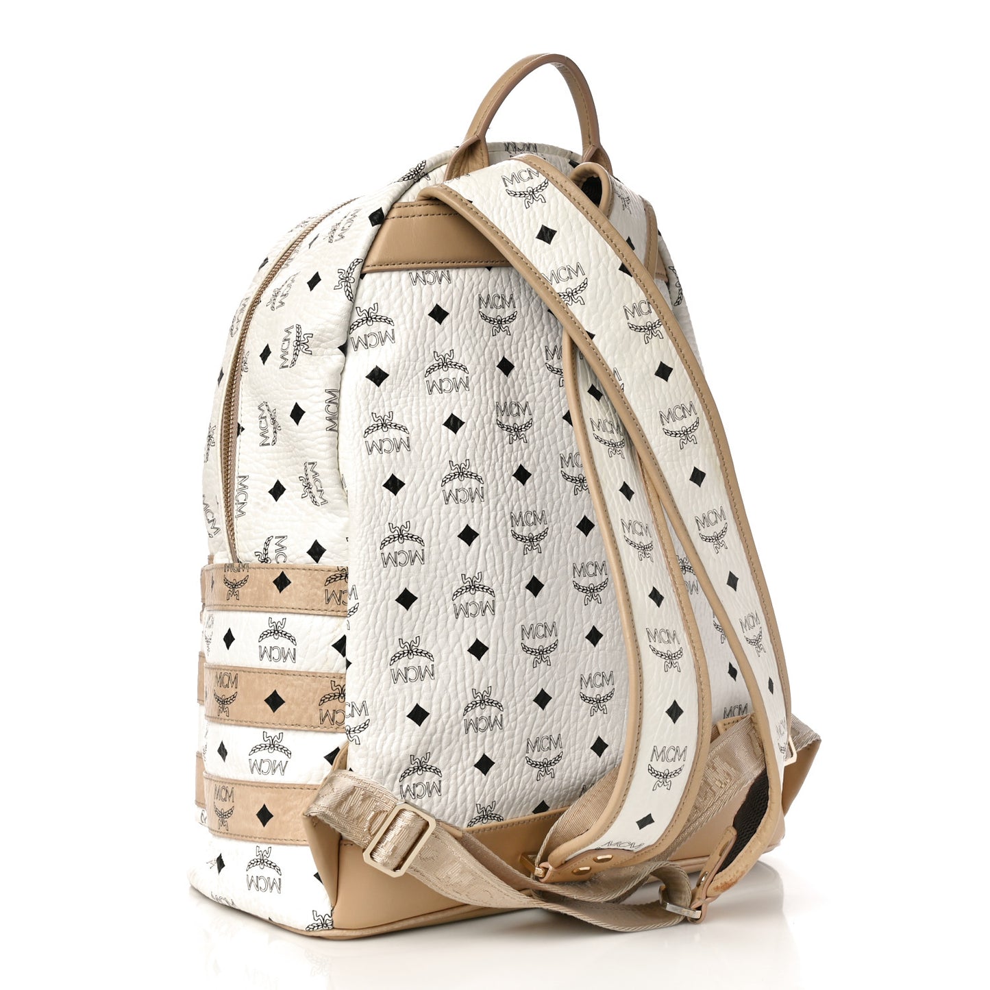 Metallic Visetos Striped Medium Stark Backpack White Beige