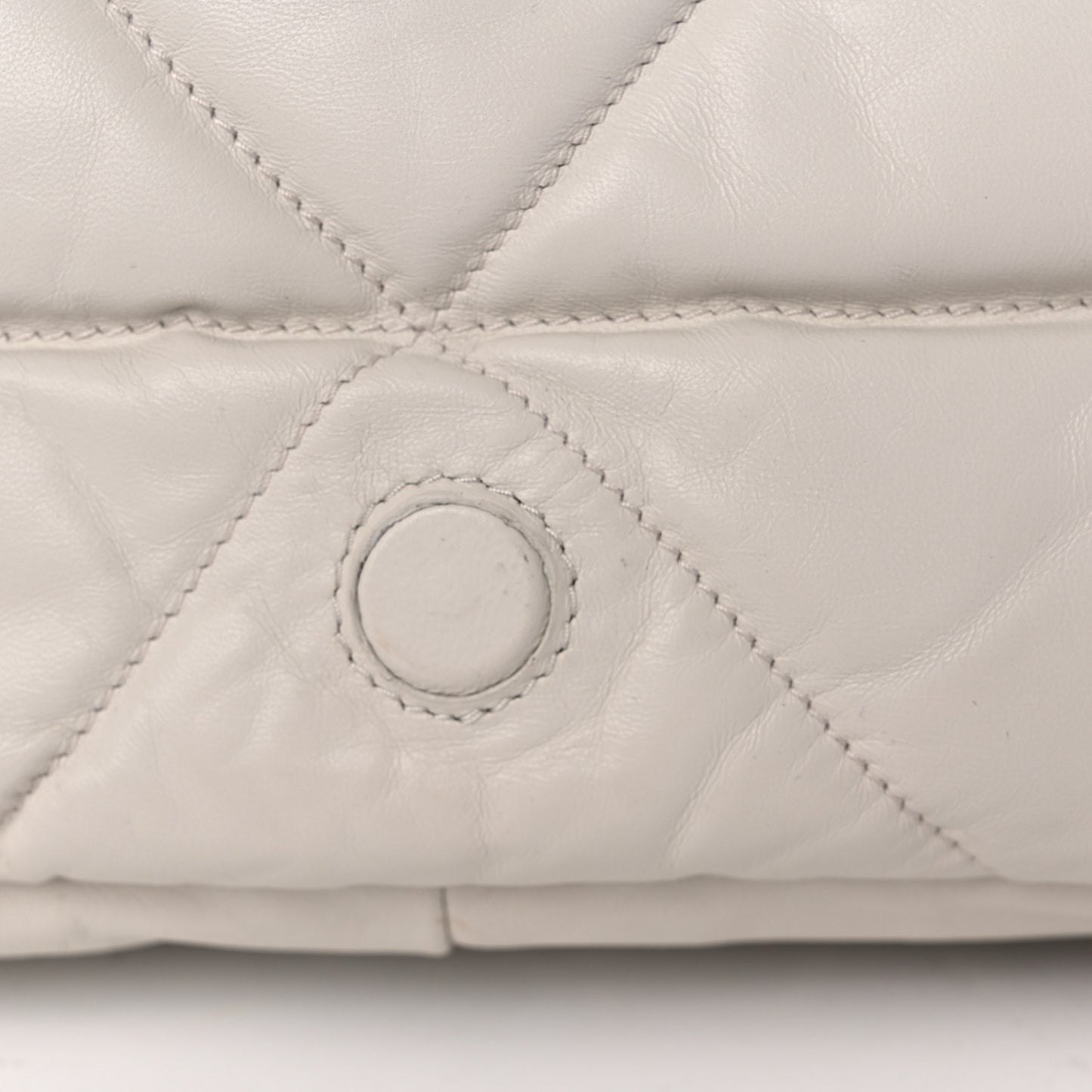 Nappa Soft Padded Logo Embossed Triangle Quilted Shoulder Bag White