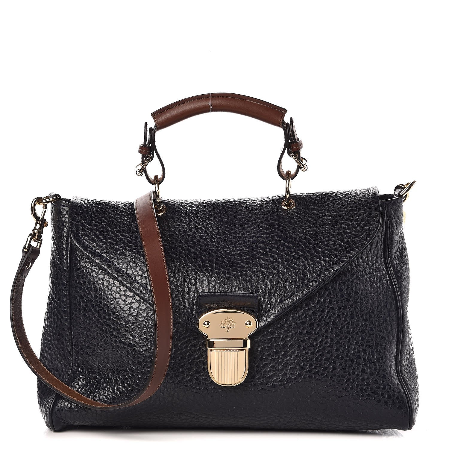お値下げ不可【URBAN BOBBY】Mulberry Mulberry Shiny Grain Polly Push Lock Satchel Midnight 310963