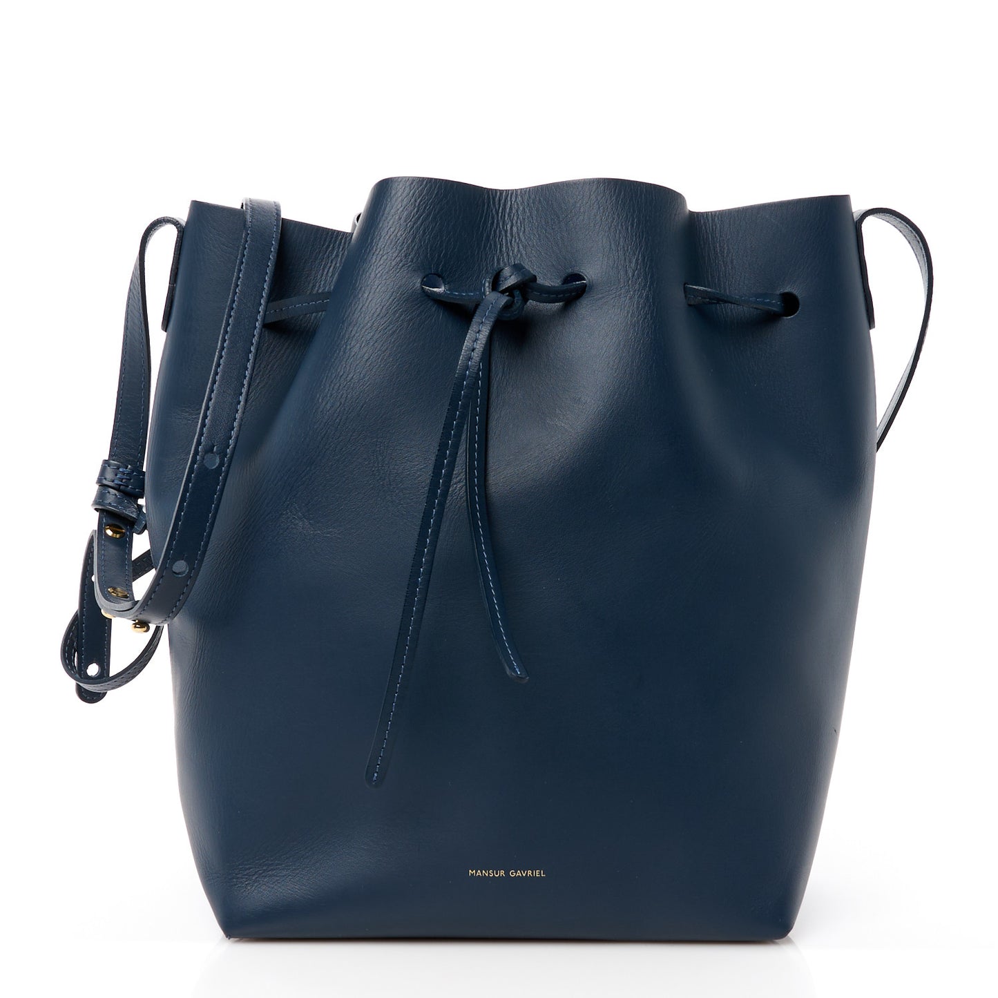 Vegetable Tanned Calfskin Bucket Bag Navy