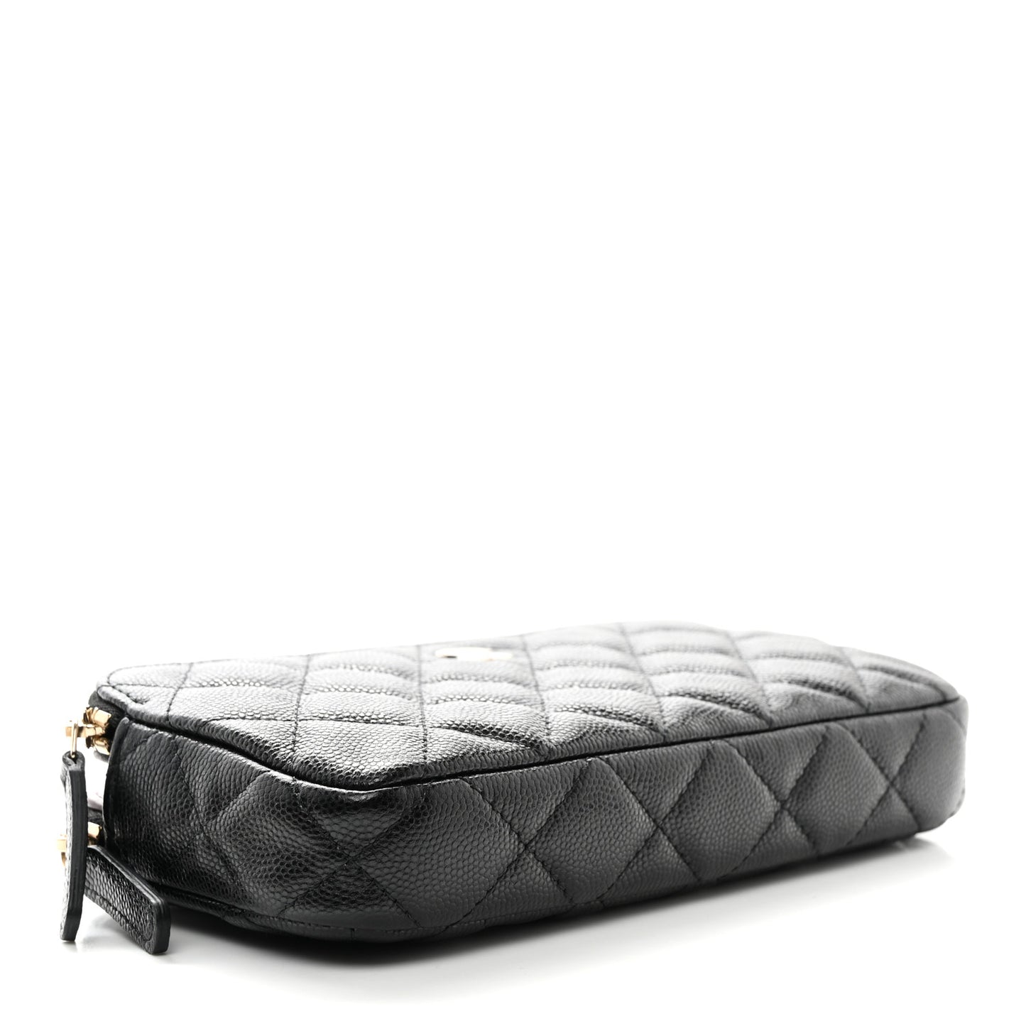 Caviar Quilted Small Clutch With Chain Black