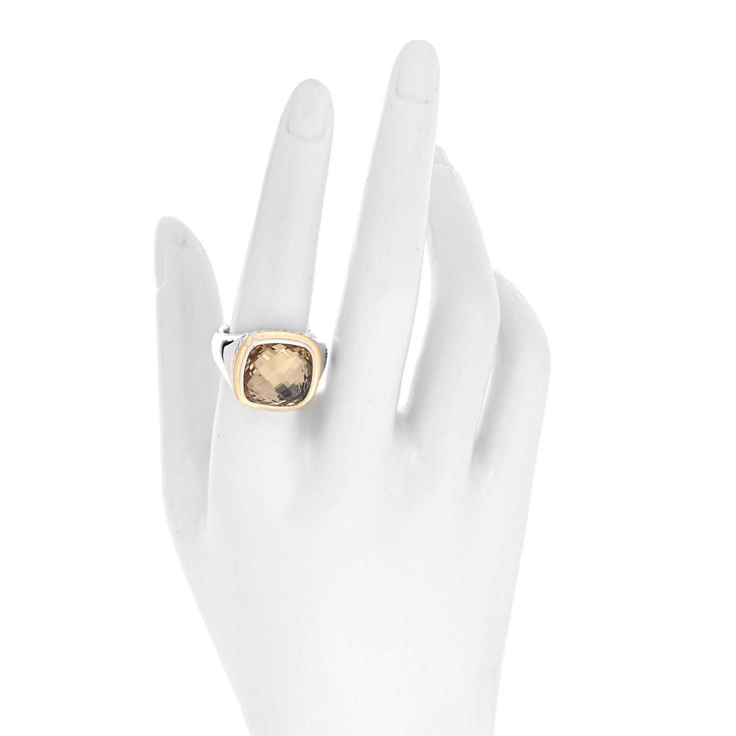 Sterling Silver 18K Yellow Gold Citrine 14mm Albion Statement Ring 58 8.25