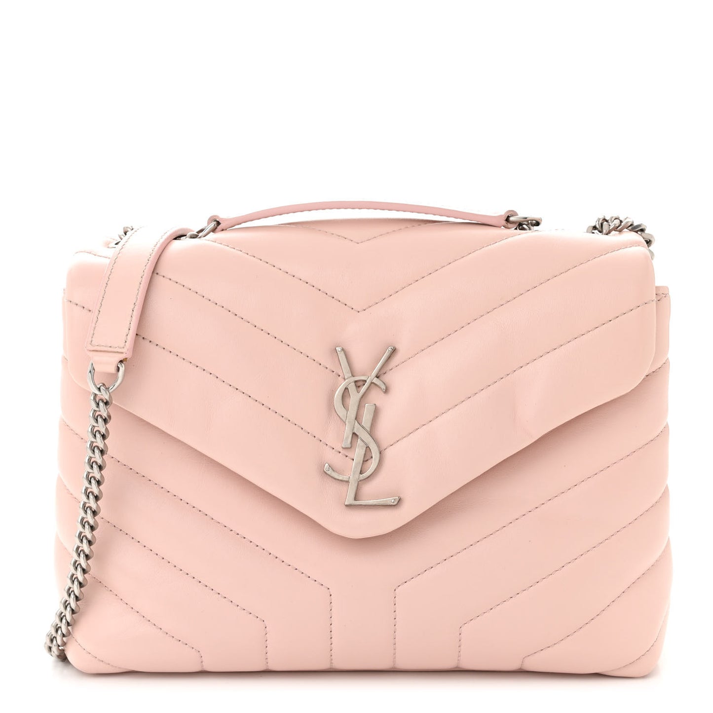 Calfskin Y Quilted Monogram Small Loulou Chain Satchel Rose Antic